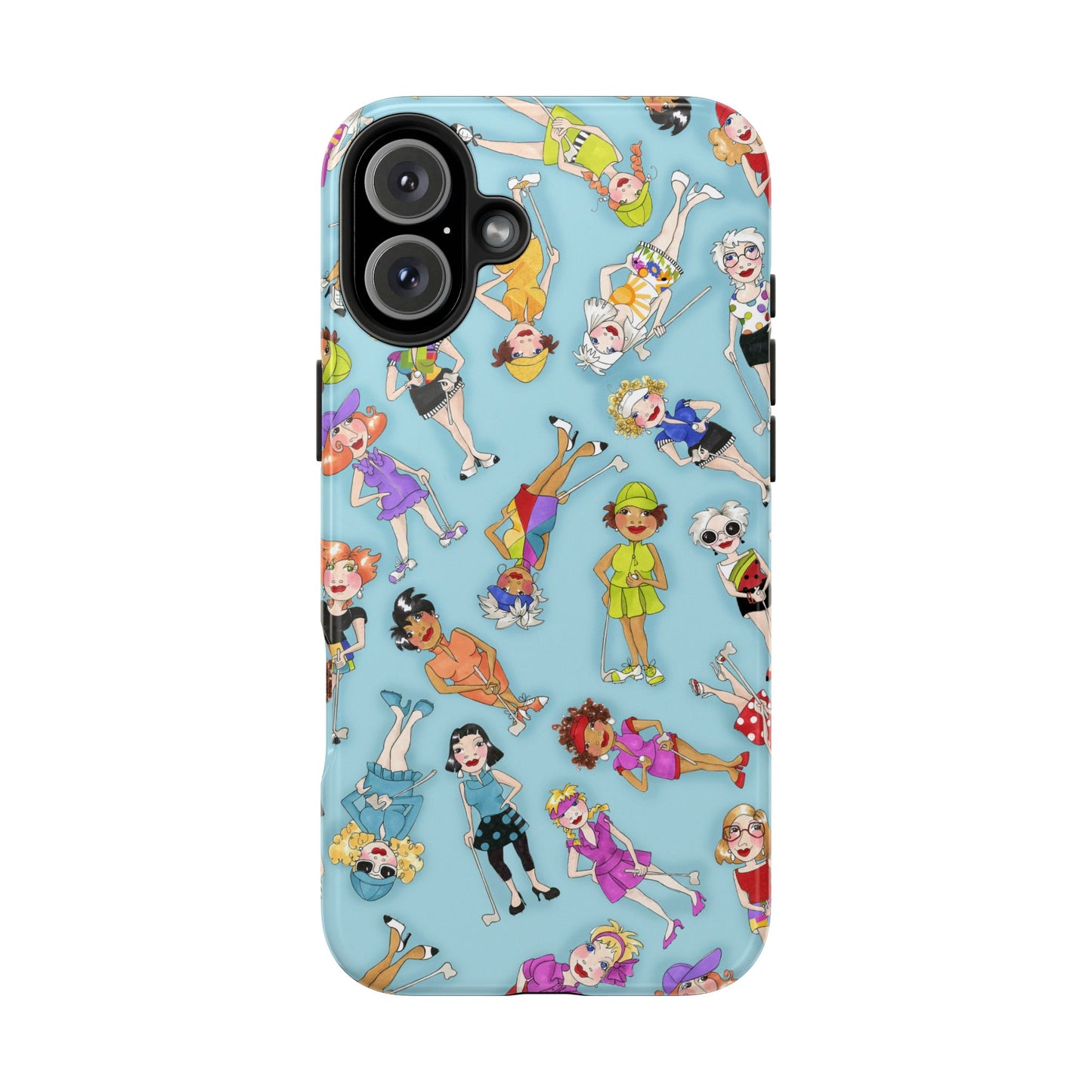 Tossed Golfer Girls Turquoise Phone Case