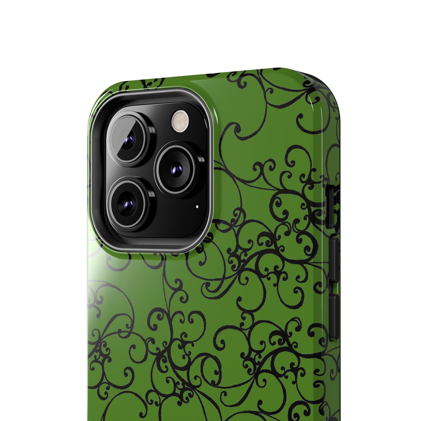 Elegant Scroll Green / Black Phone Case
