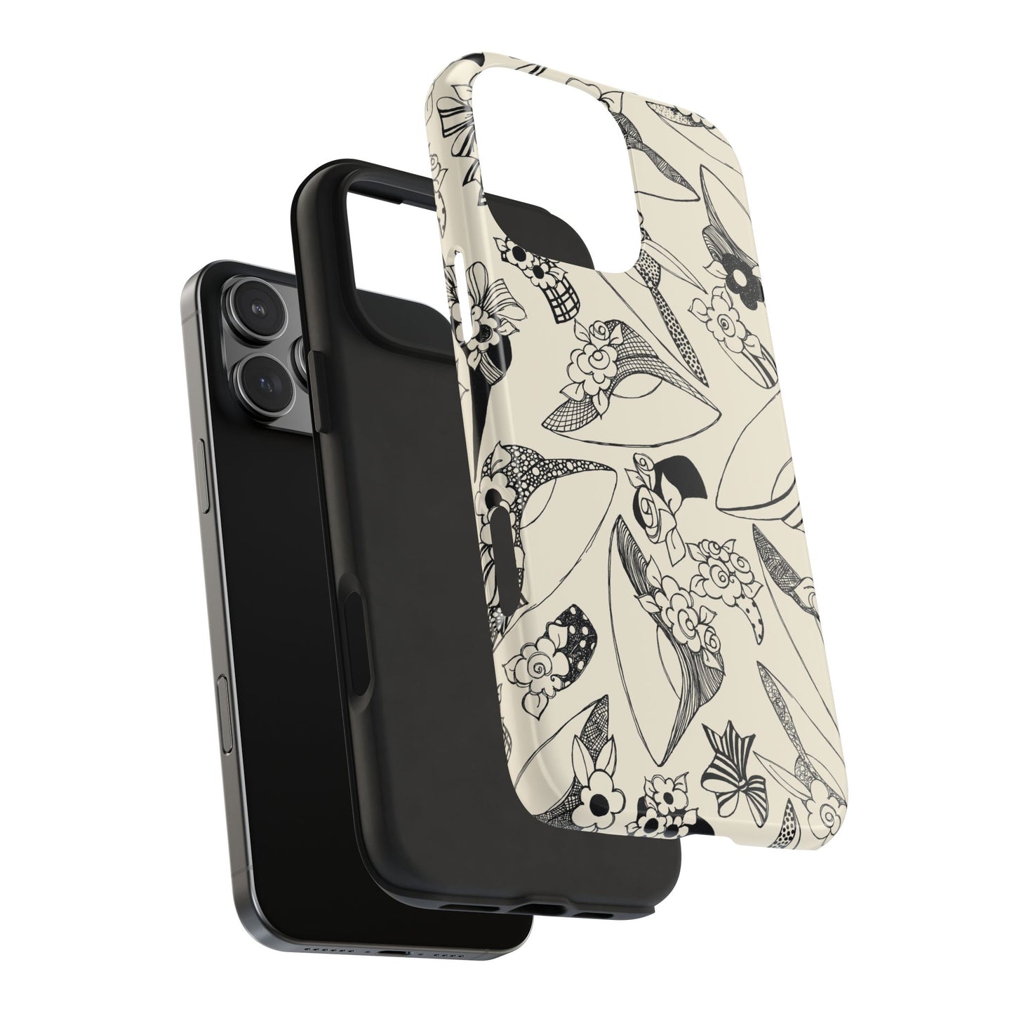 Millinery Ivory / Black Phone Case