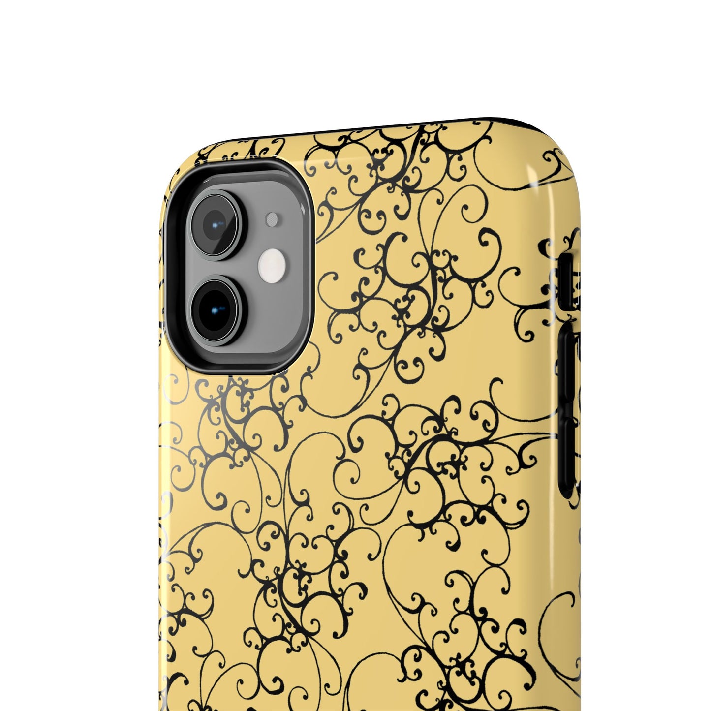 Elegant Scroll Yellow / Black Phone Case