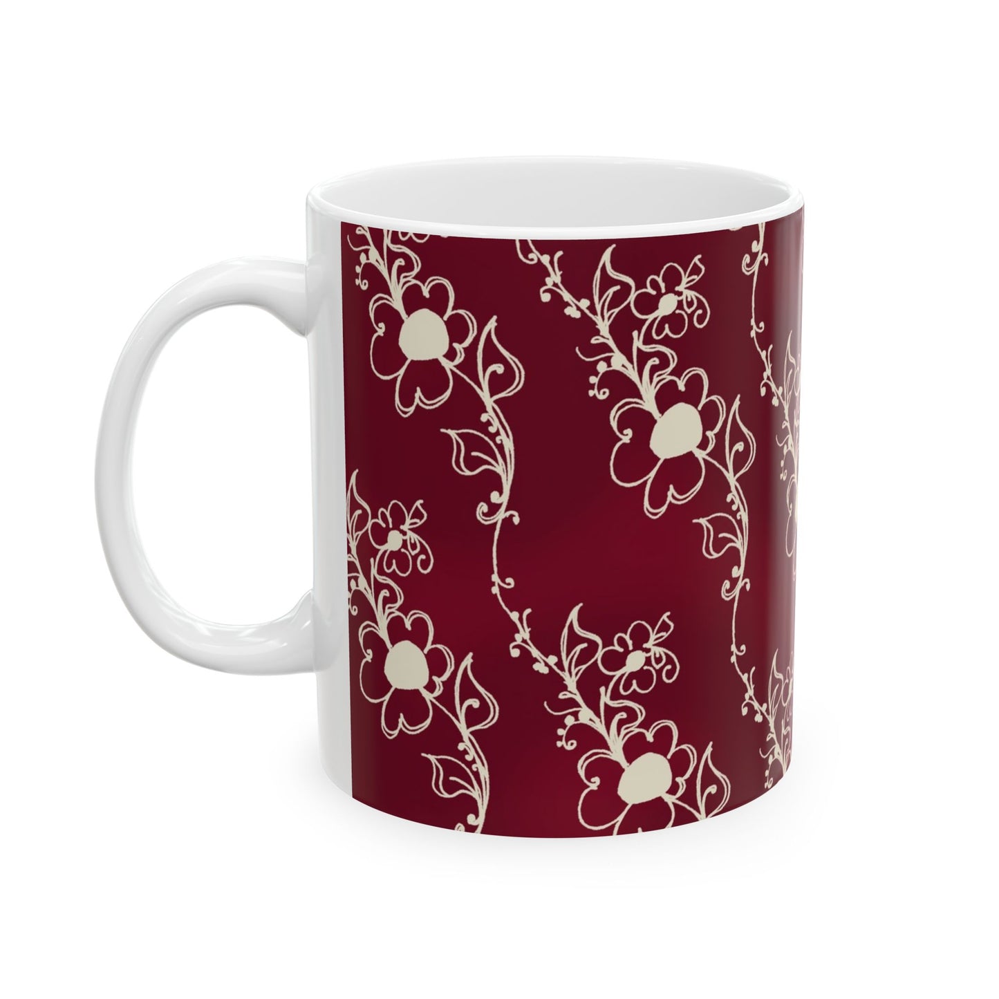 Diagonal Daisies Red / Ivory Cup