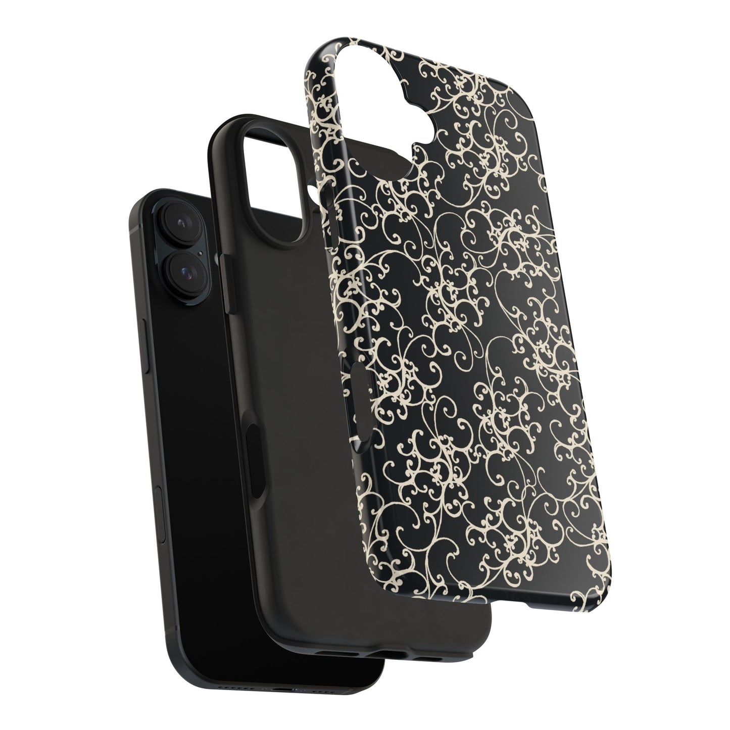 Elegant Scroll Black / Ivory Phone Case