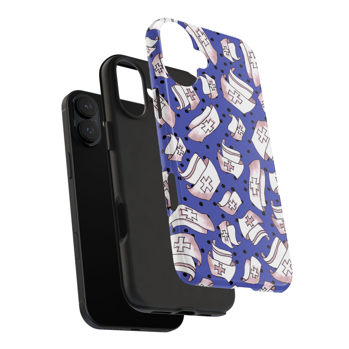 Med Hats Blue / Black Phone Case