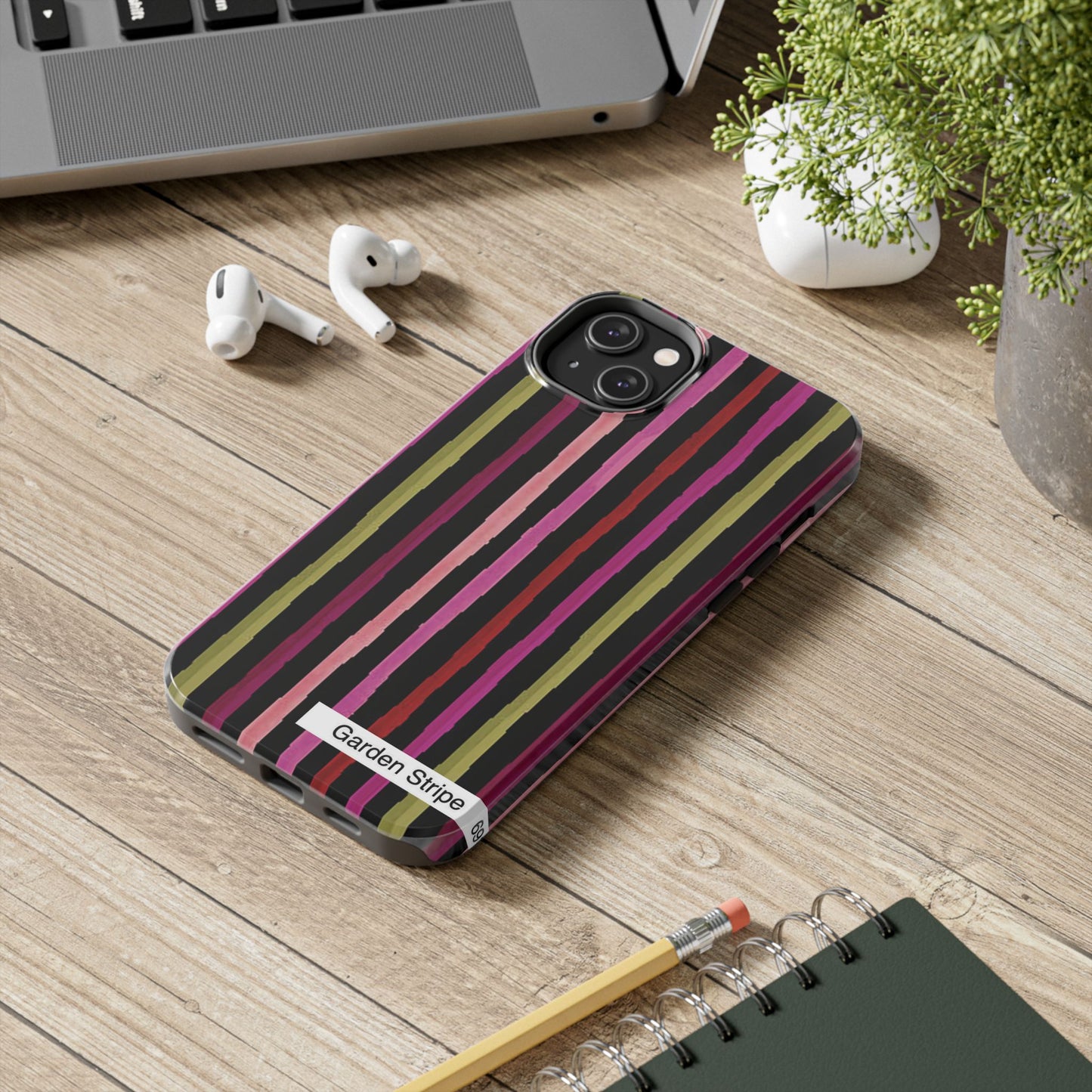 Garden Stripe Black Phone Case
