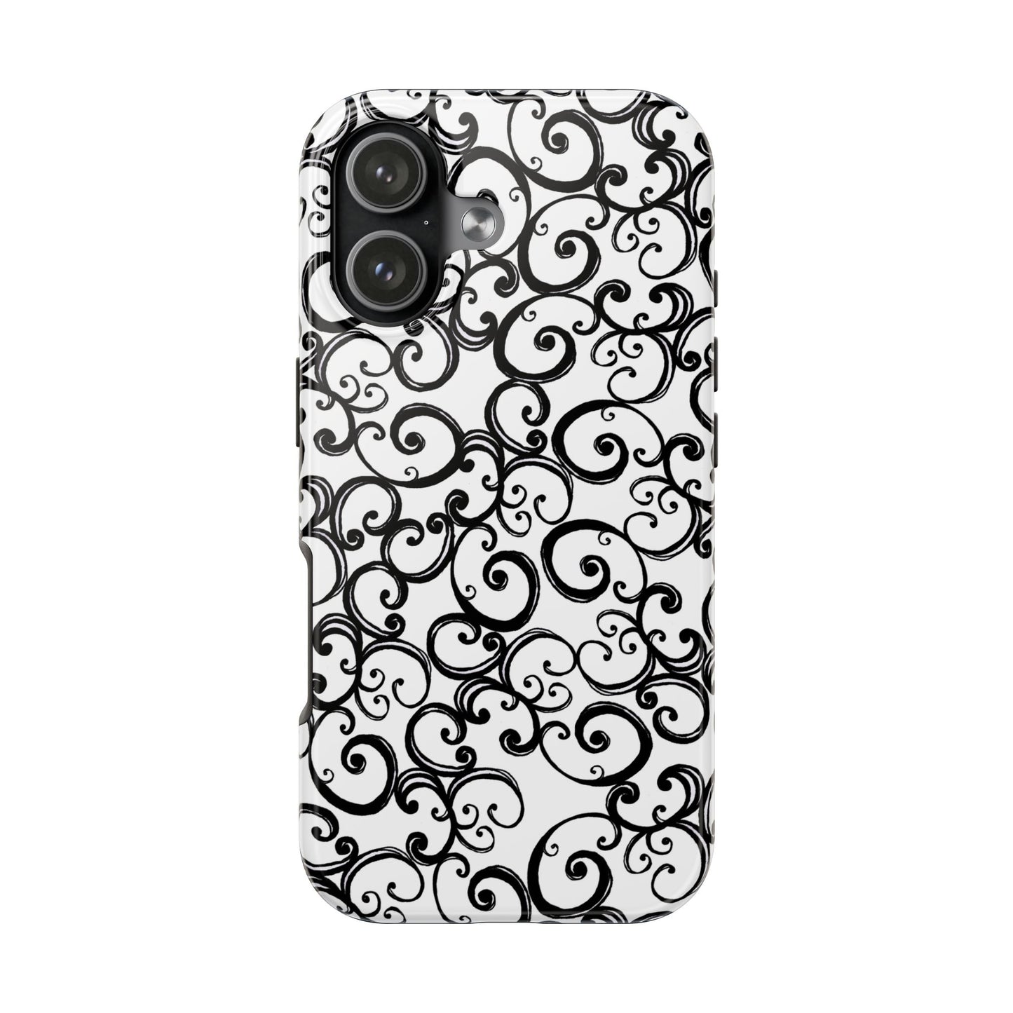 Curls White / Black Phone Case