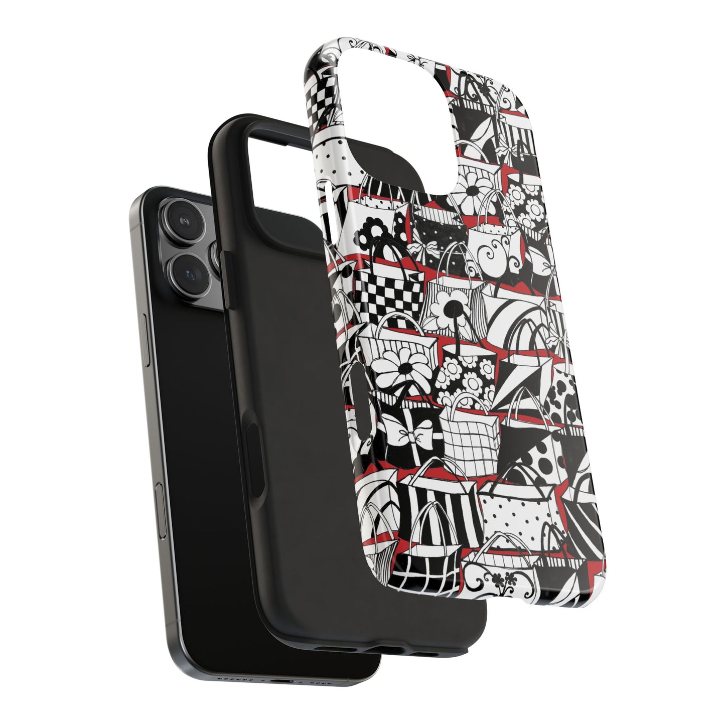 Totally Black, White & Red Phone Case