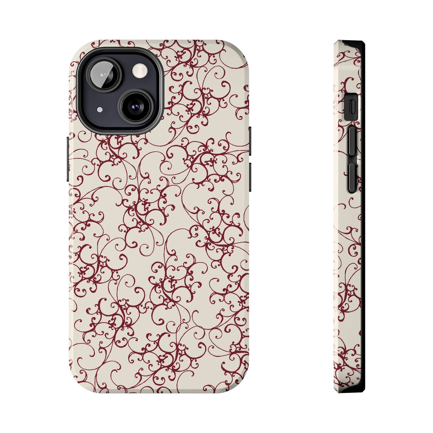 Elegant Scroll Ivory / Red Phone Case