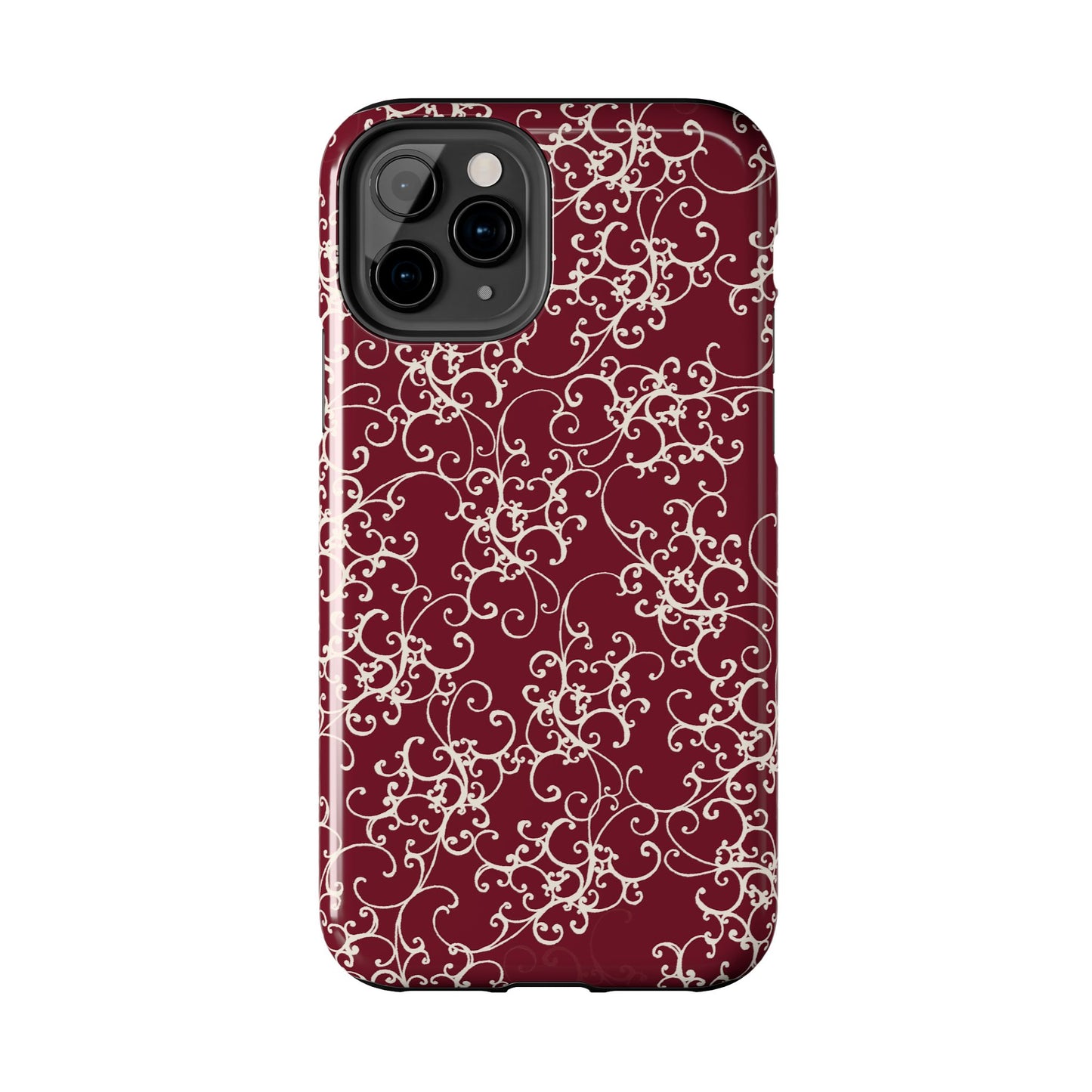 Elegant Scroll Red / Ivory Phone Case