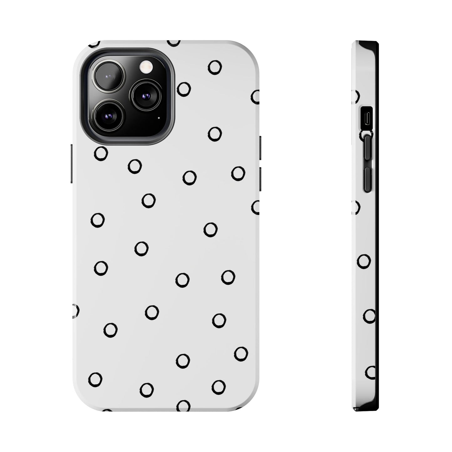 Open Dots White / Black Phone Case