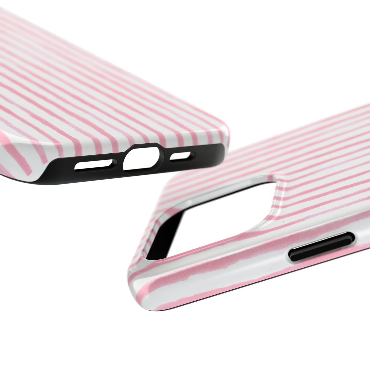 Happy Stripe White / Pink Phone Case