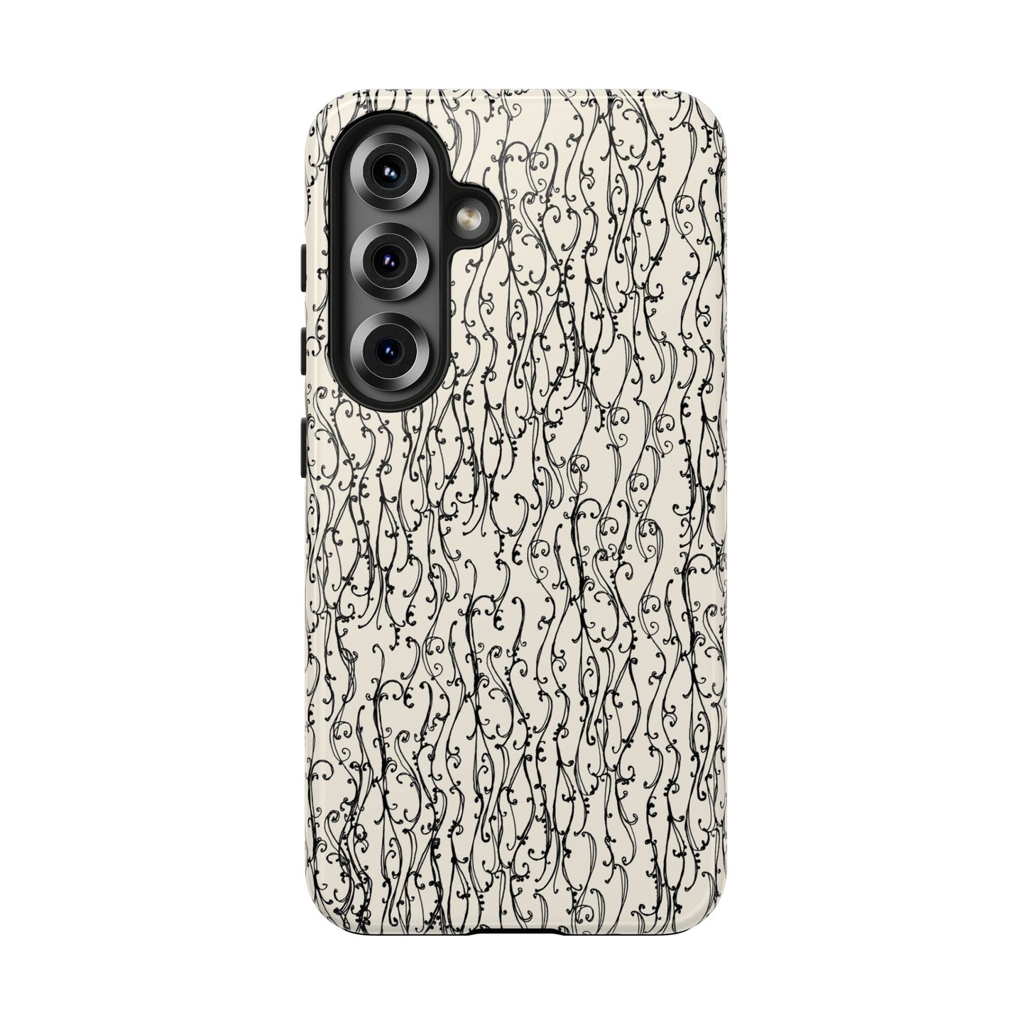Swan Scroll Ivory / Black Phone Case
