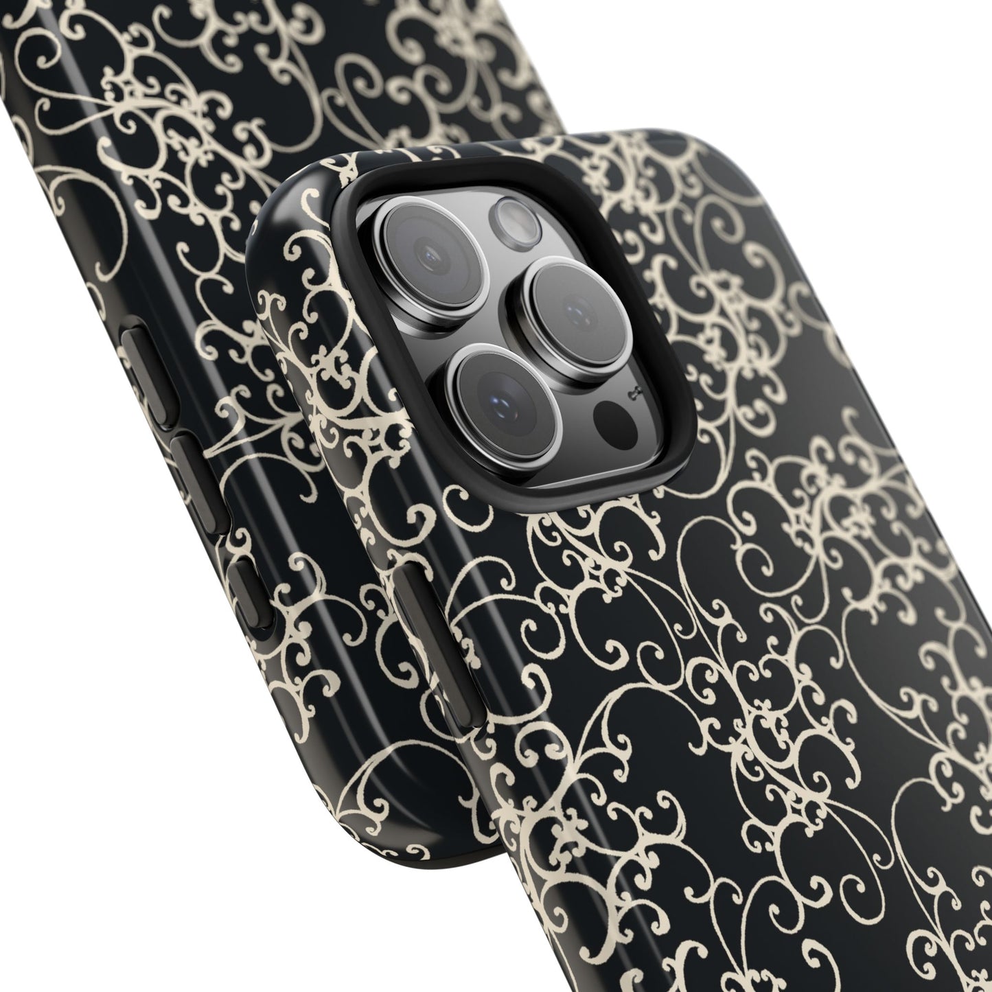 Elegant Scroll Black / Ivory Phone Case