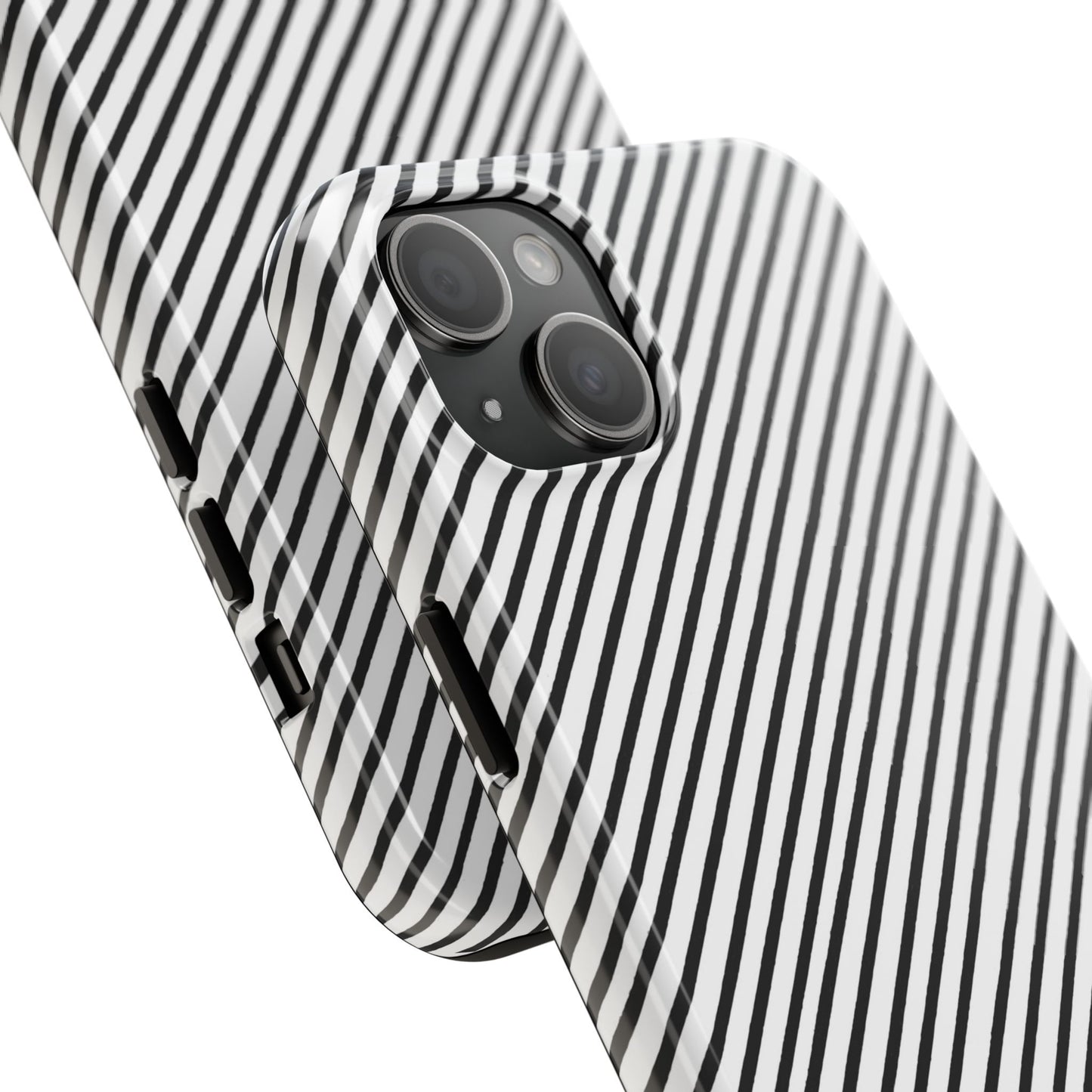 Diagonal Stripe White / Black Phone Case