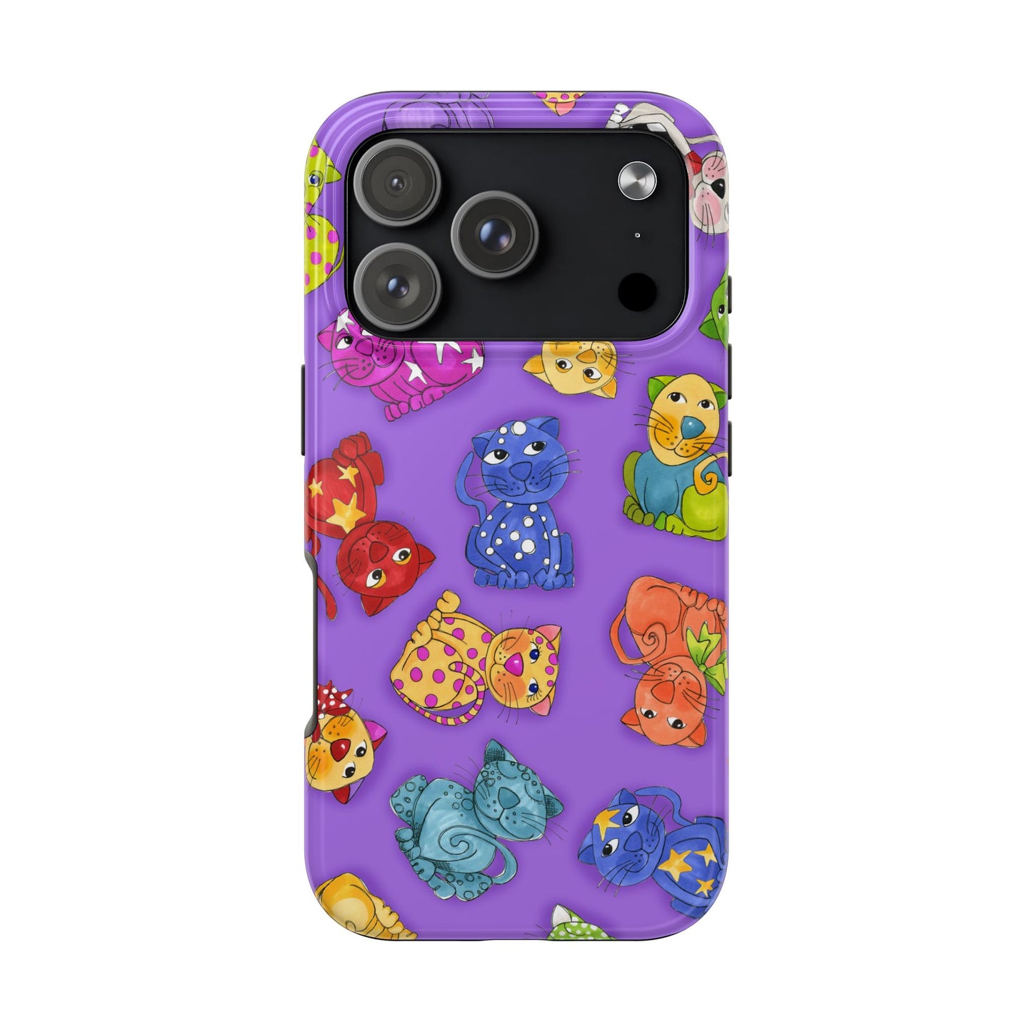 Tossed Happy Cats Purple Phone Case