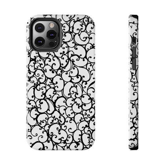 Scrollie White / Black Phone Case