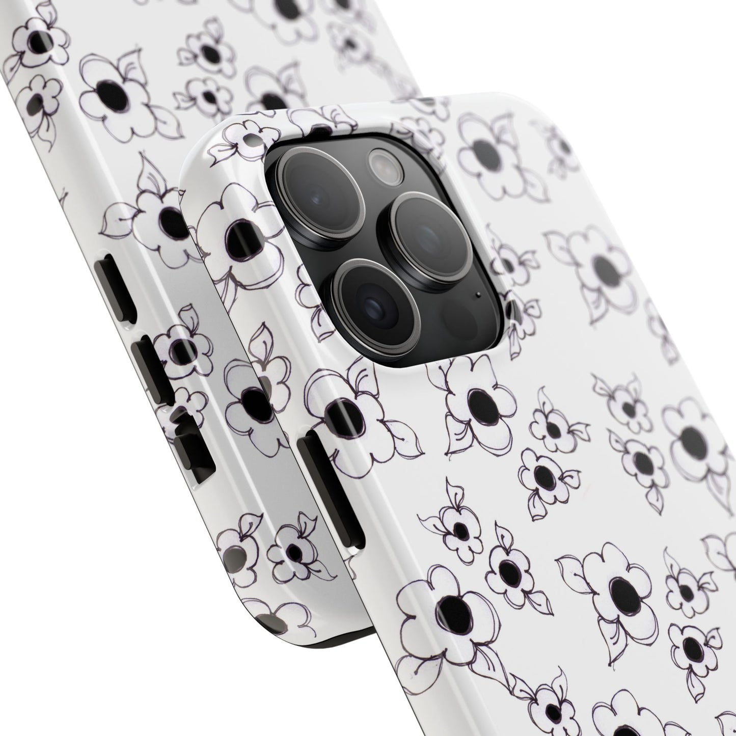 Daisy Cluster White / Black Phone Case