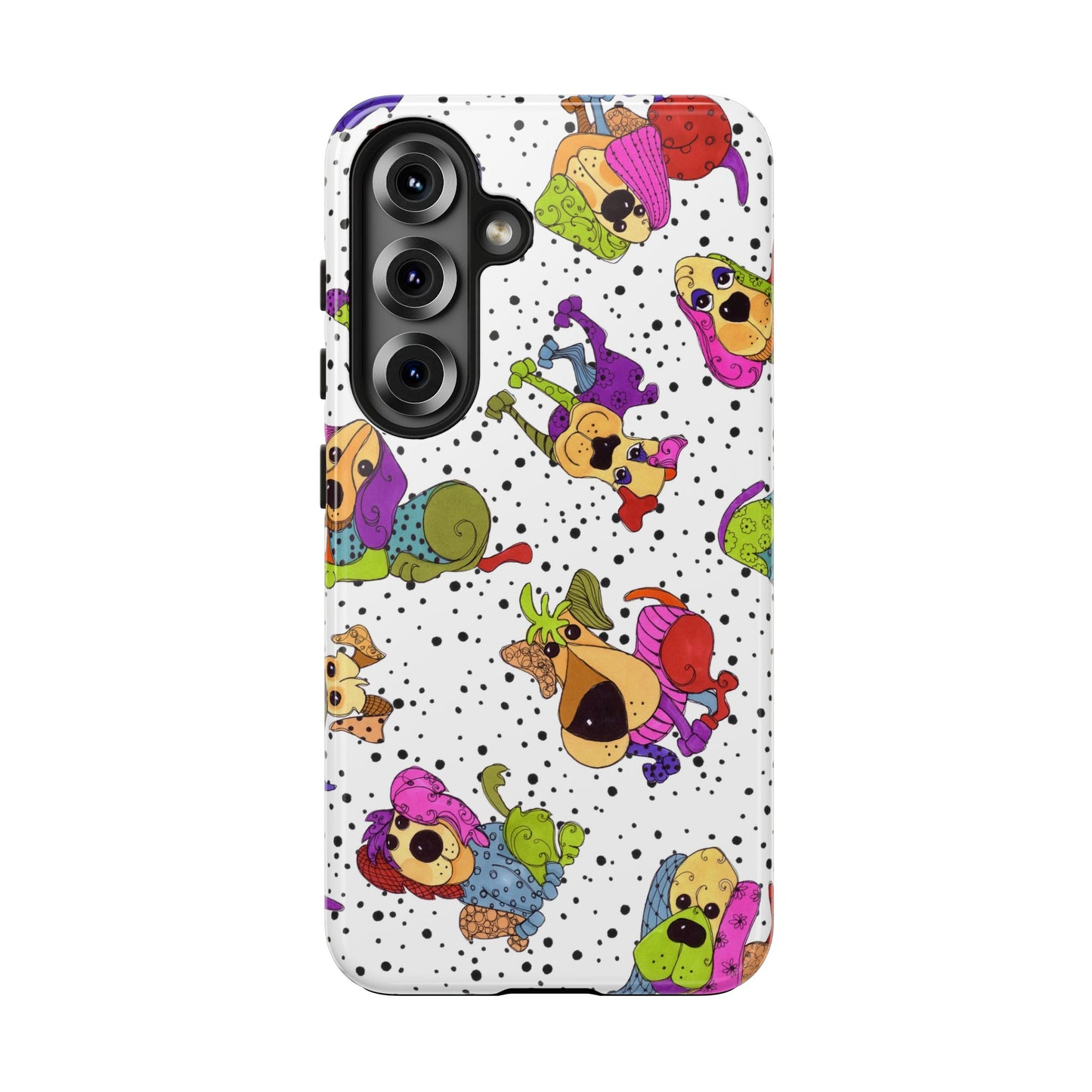 Tossed Happy Dogs White Phone Case