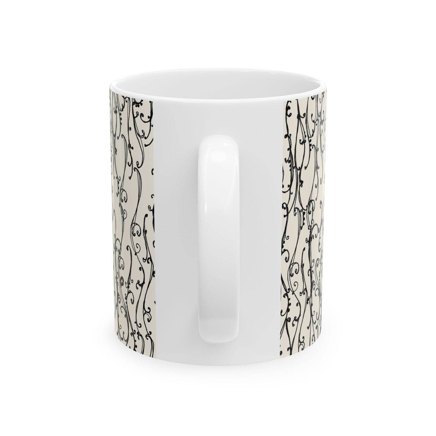 Swan Scroll Ivory / Black Cup