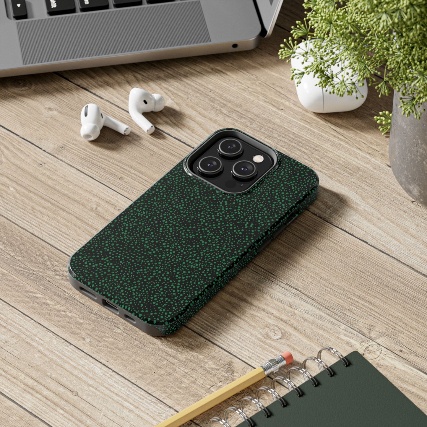 Confetti Black / Green Phone Case