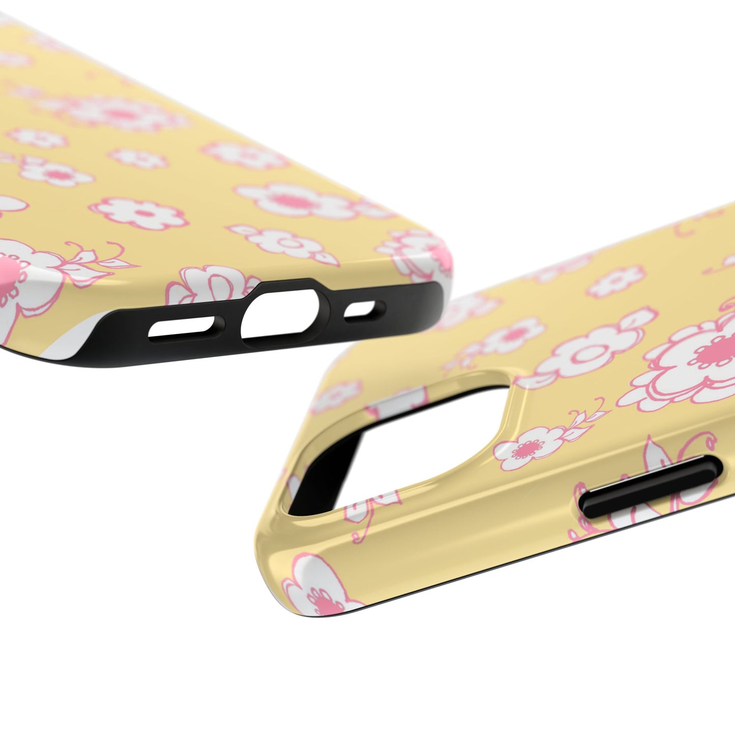Pink Posies Yellow Phone Case