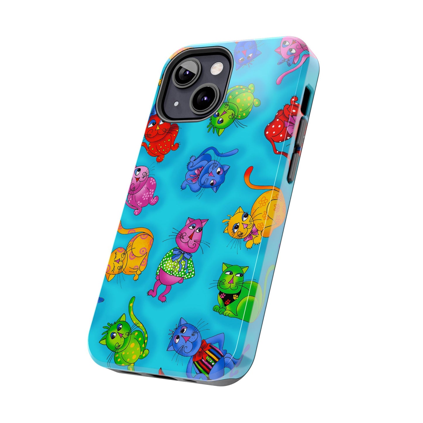 Tossed Cool Cats Turquoise Phone Case