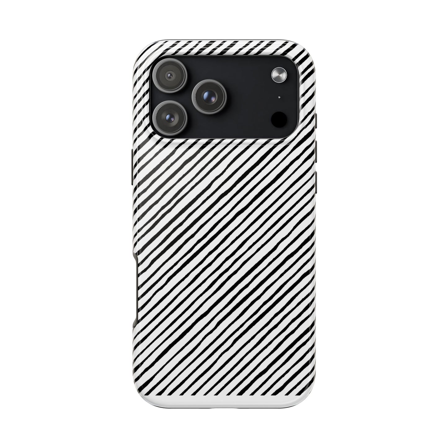 Quirky Bias Stripe White / Black Phone Case