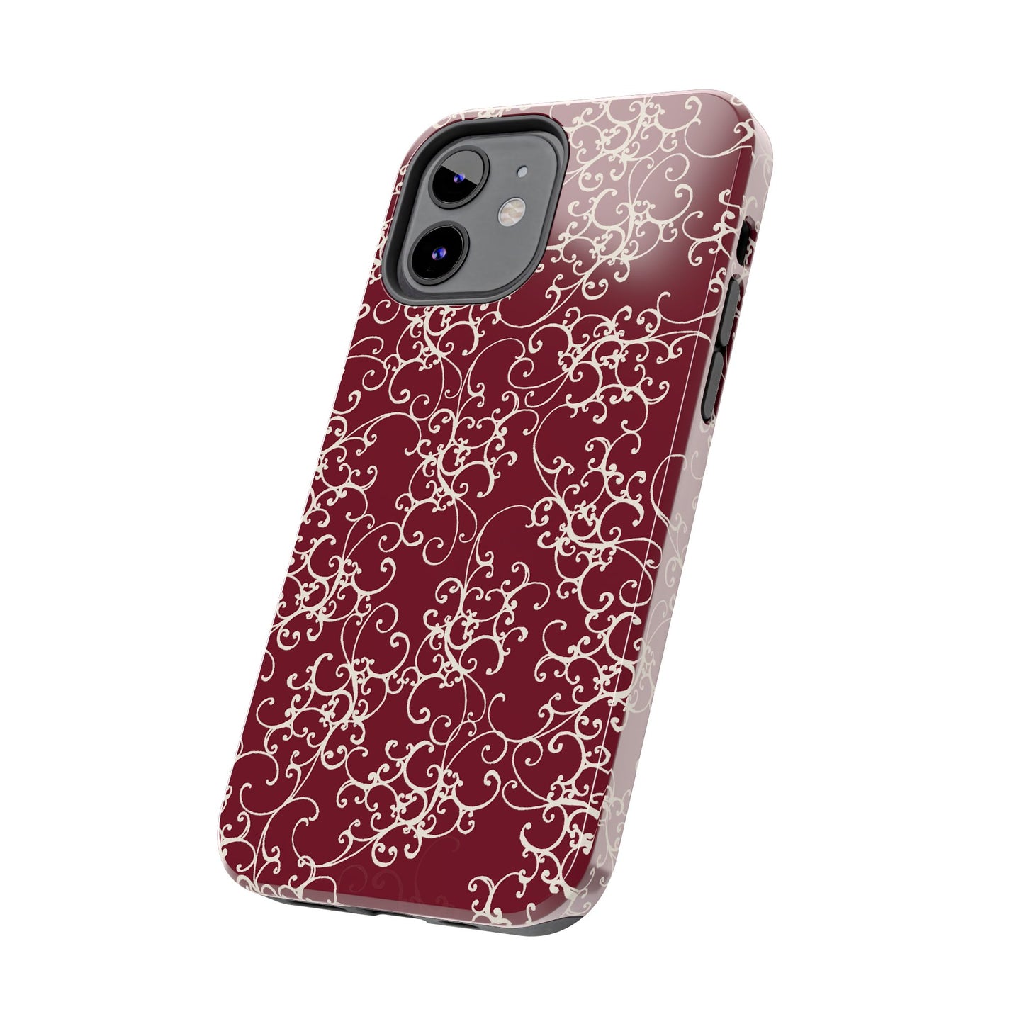 Elegant Scroll Red / Ivory Phone Case