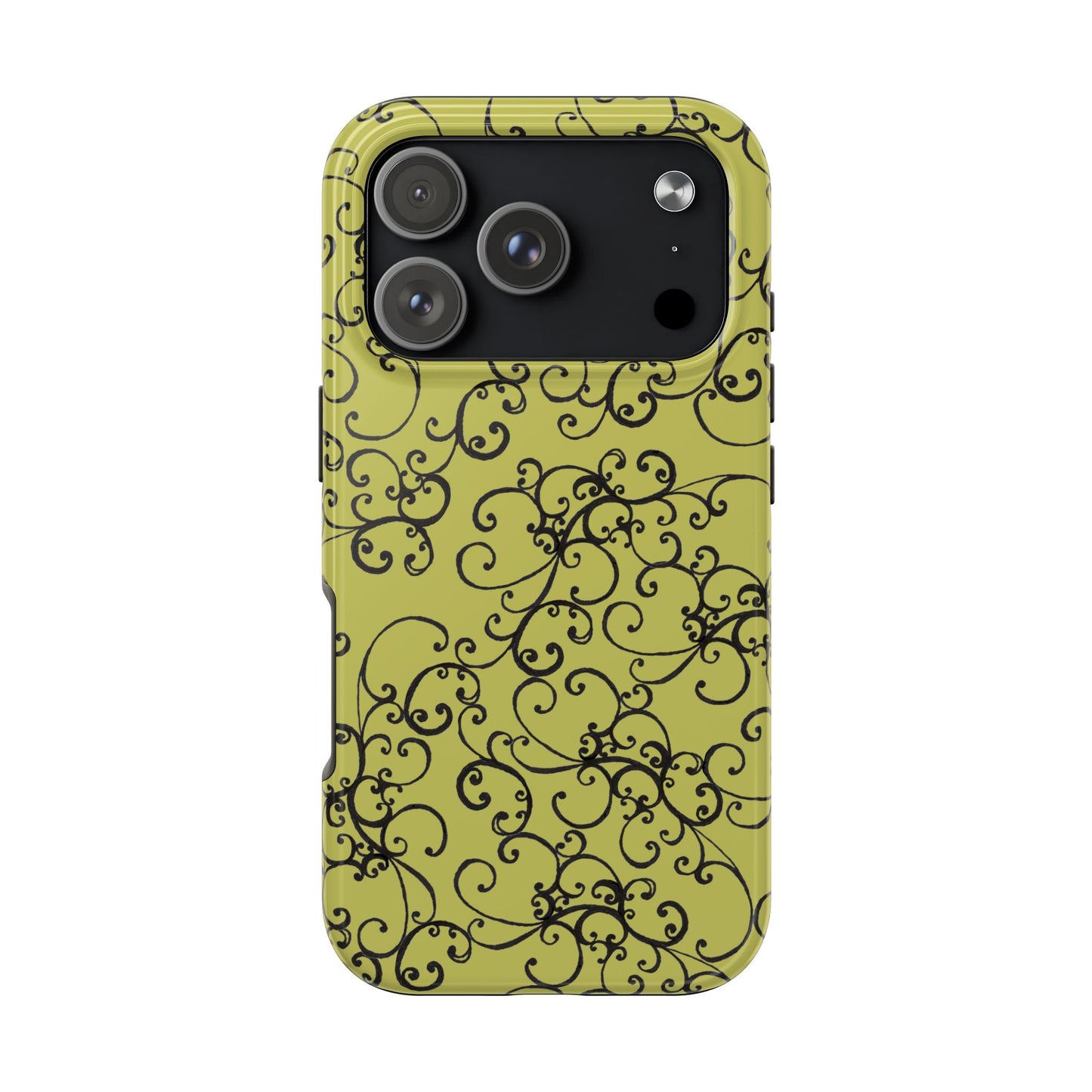 Elegant Scroll Green / Black Phone Case