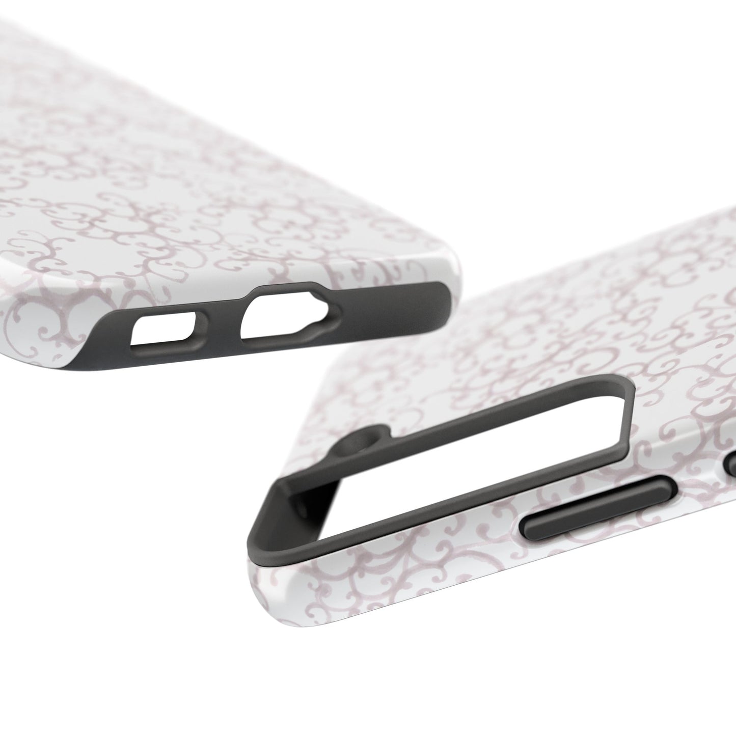 Scrollie White / Silver Phone Case