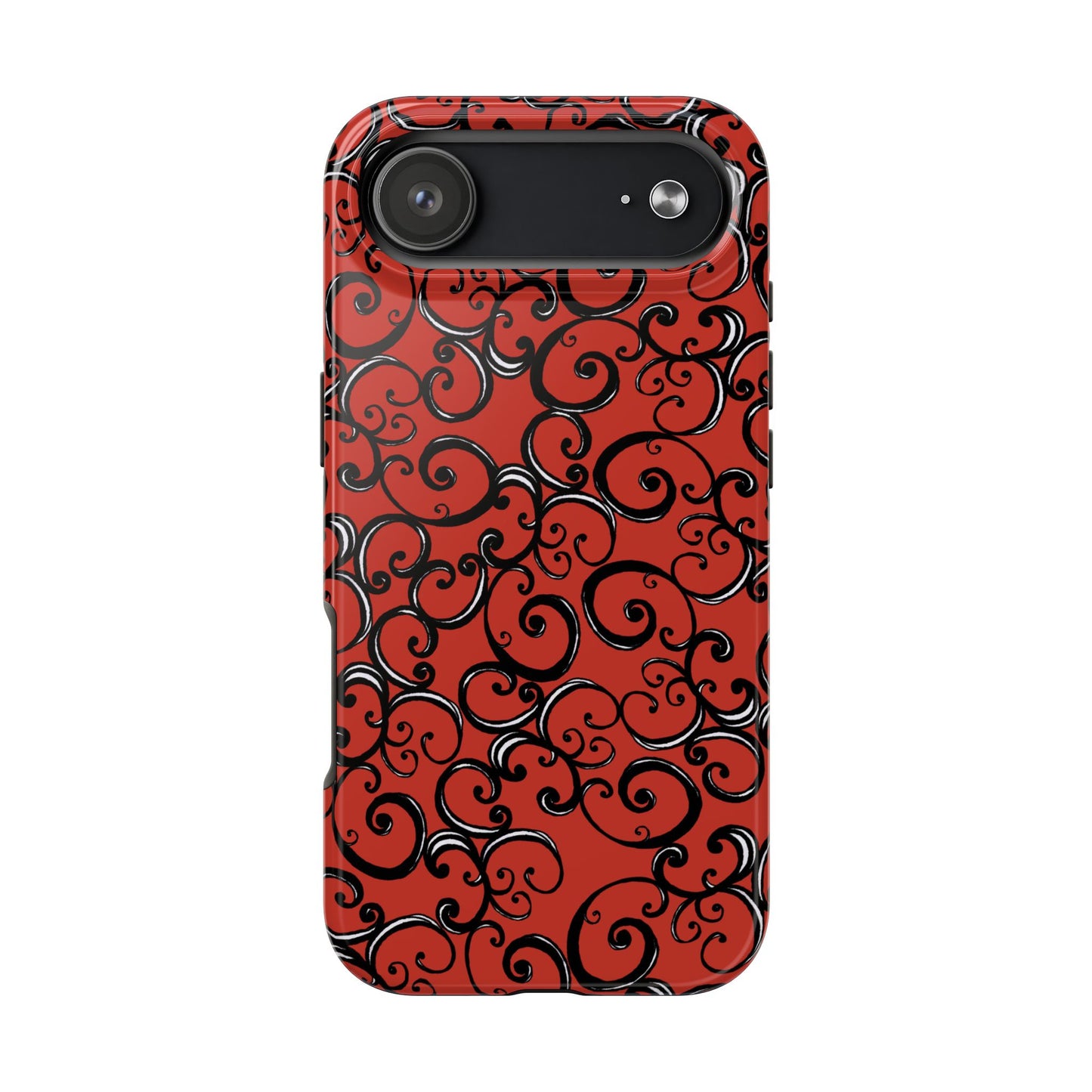Curls Red / Black Phone Case