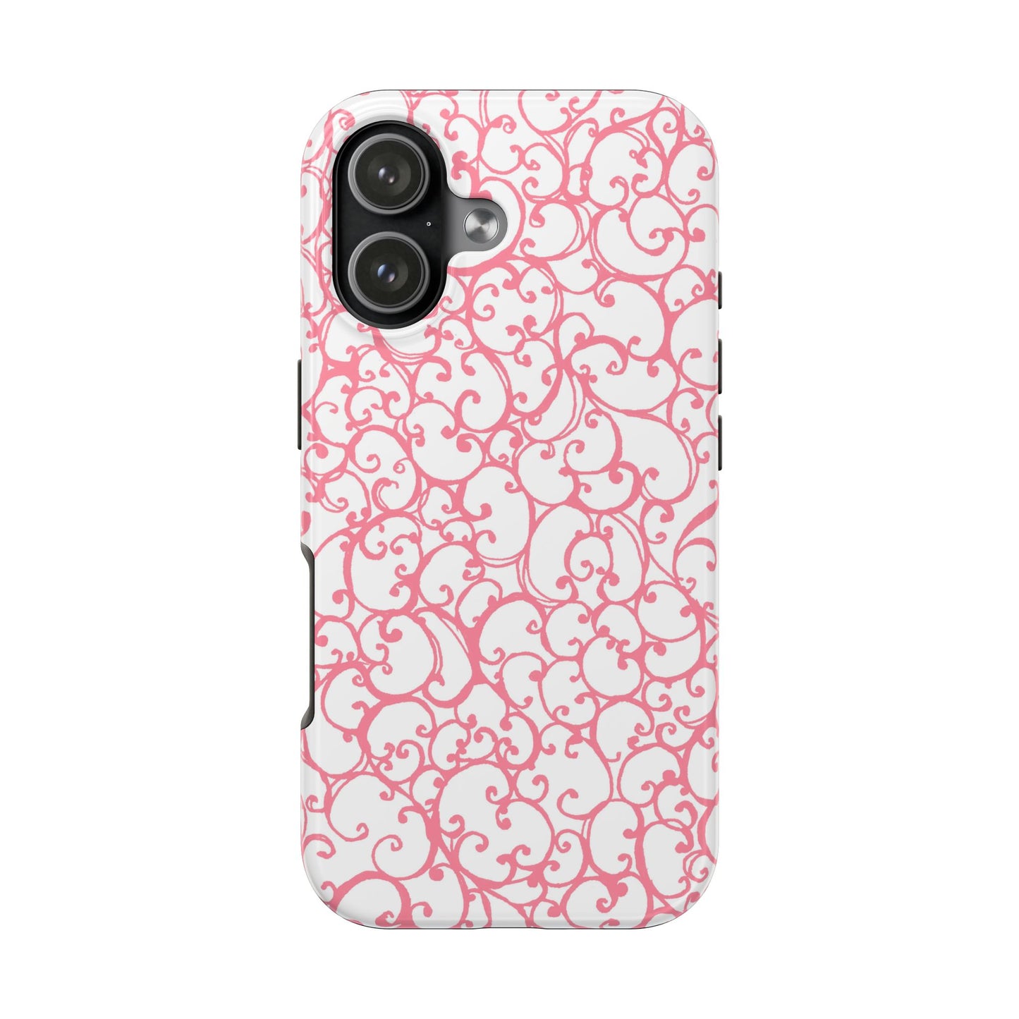 Scrollie White / Pink Phone Case