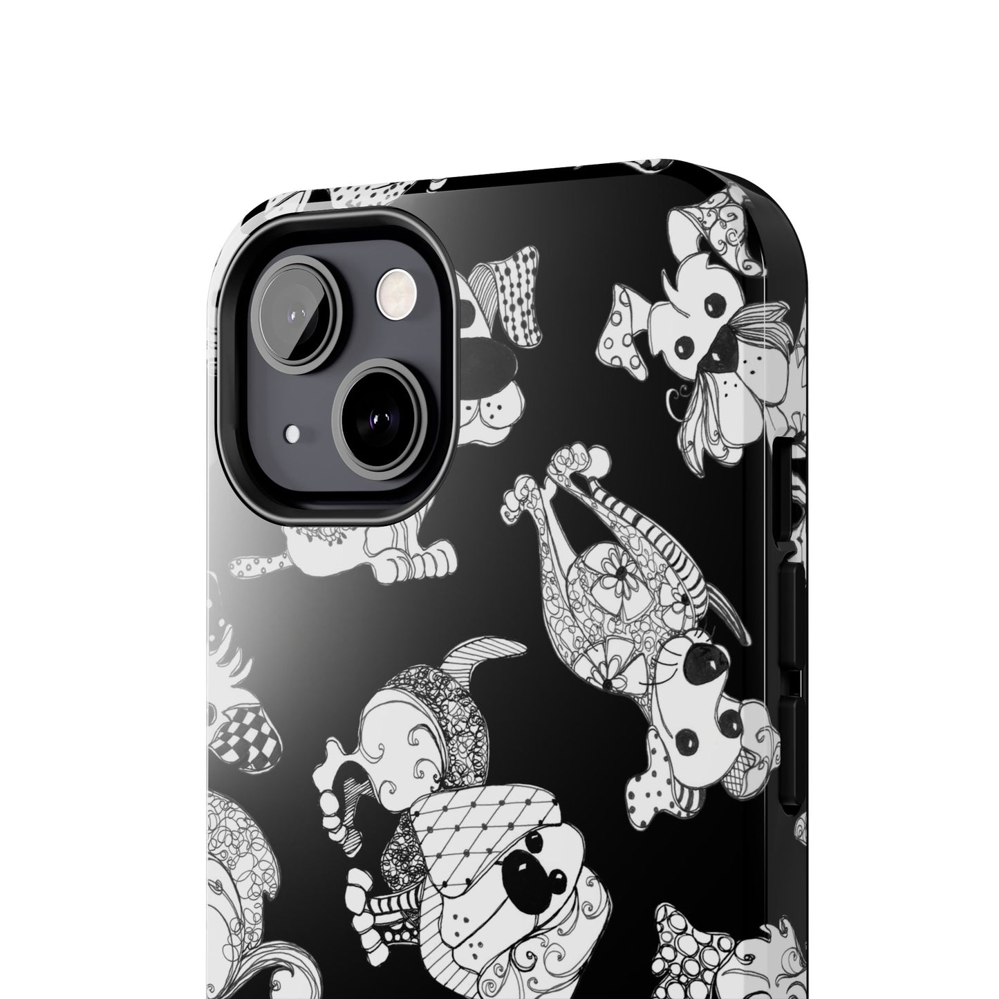 Doodle Dogs Black Phone Case