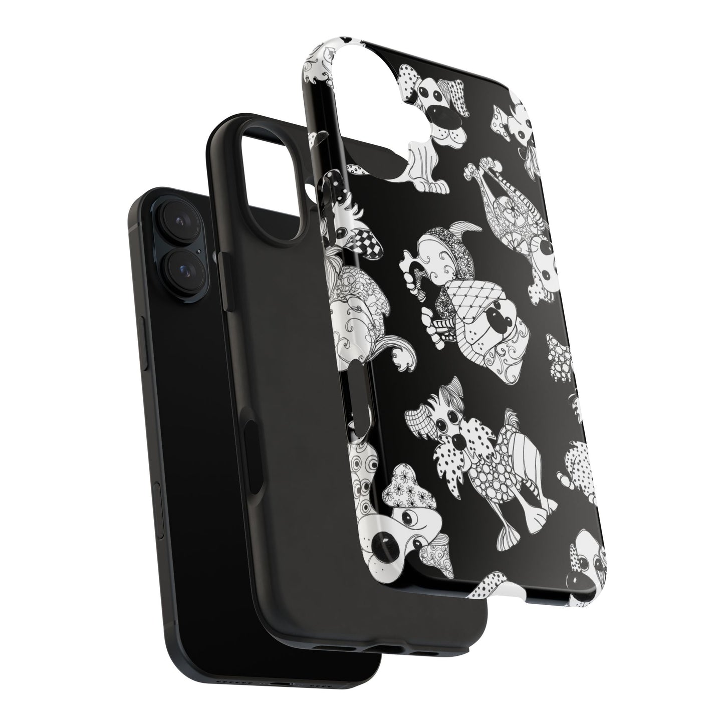 Doodle Dogs Black Phone Case
