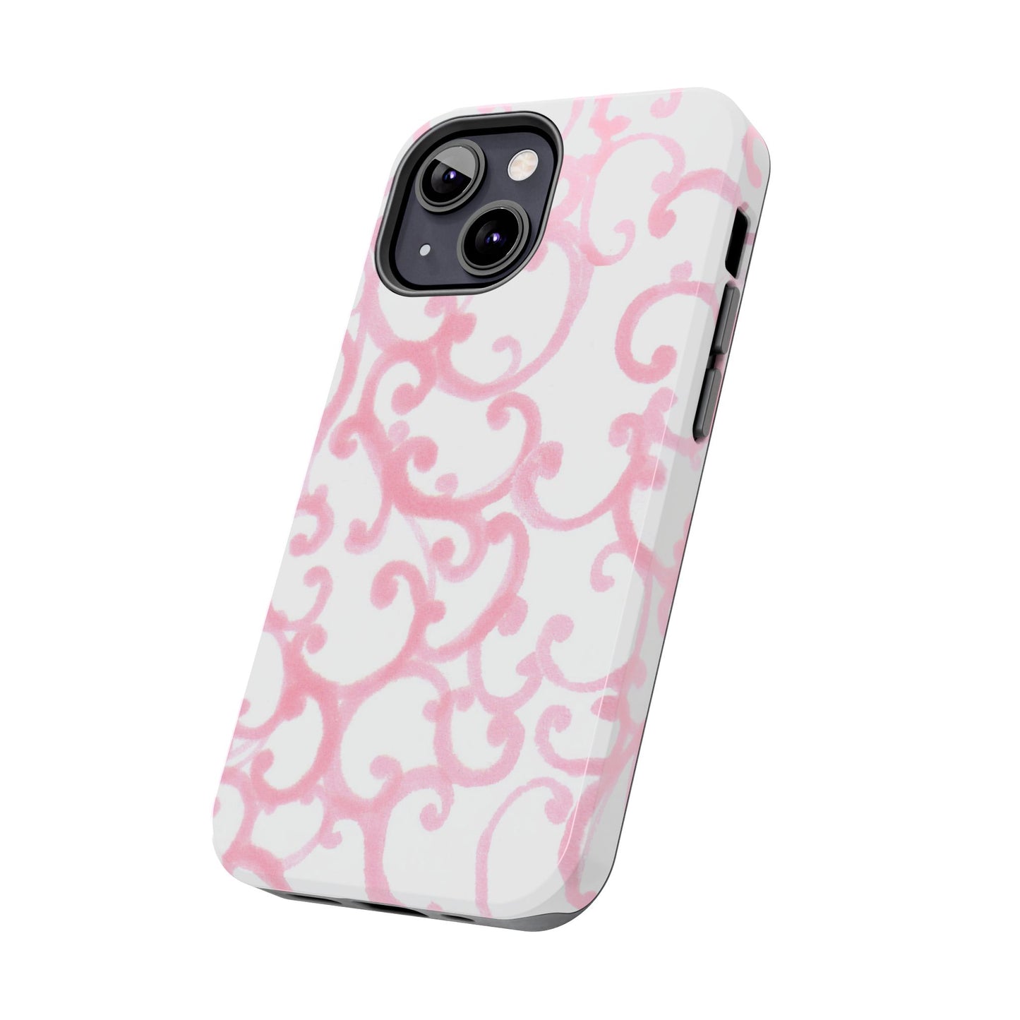 Scrollie White / Pink Phone Case