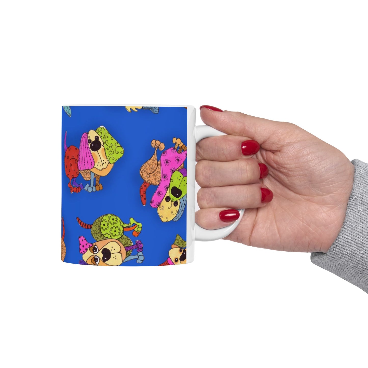 Tossed Happy Dogs Blue Cup