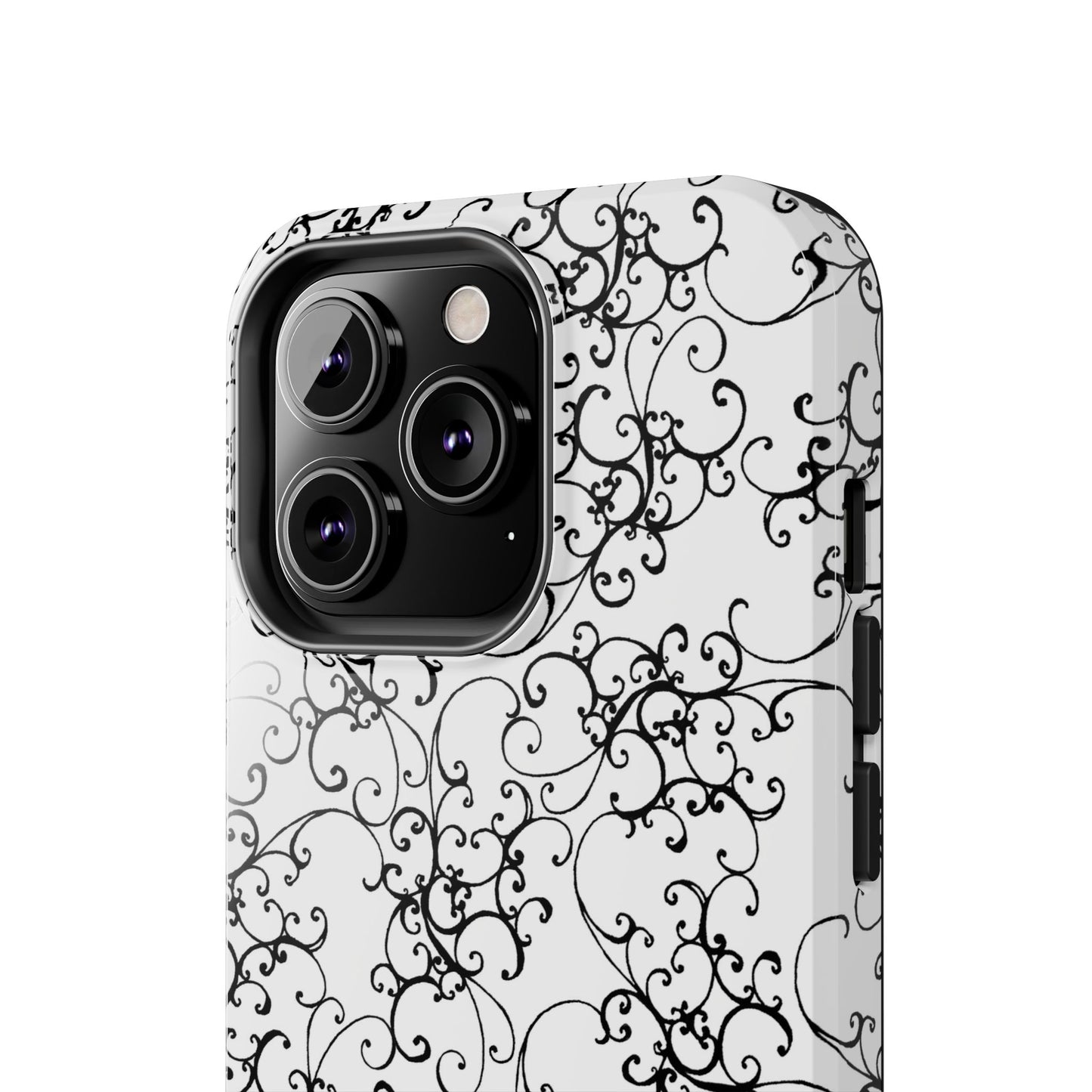 Elegant Scroll White / Black Phone Case