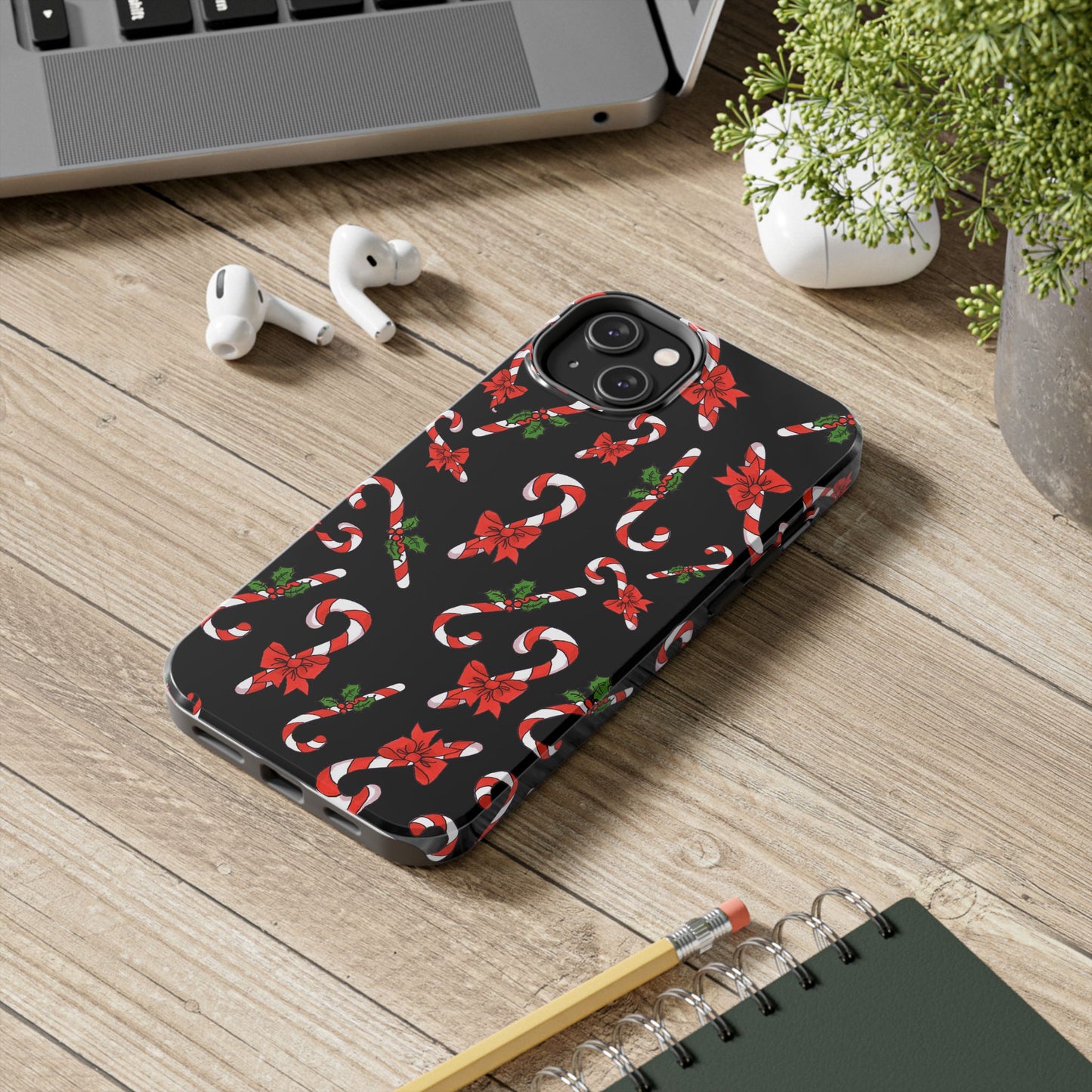 Candy Cane Crowd Black Phone Case