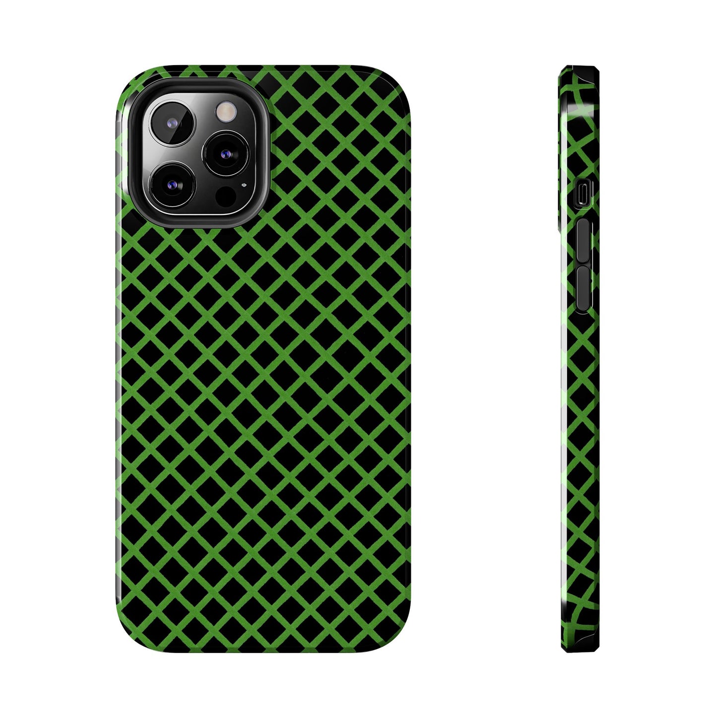 Trellis Green / Black Phone Case