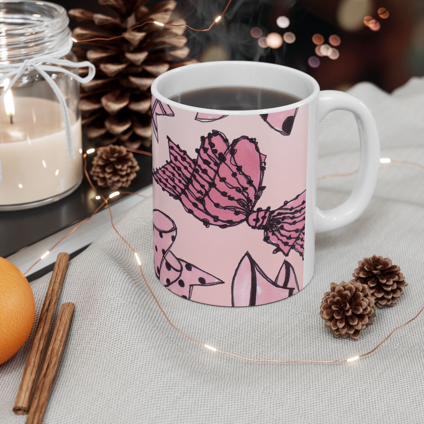 Cat Bows Pink Sky Cup