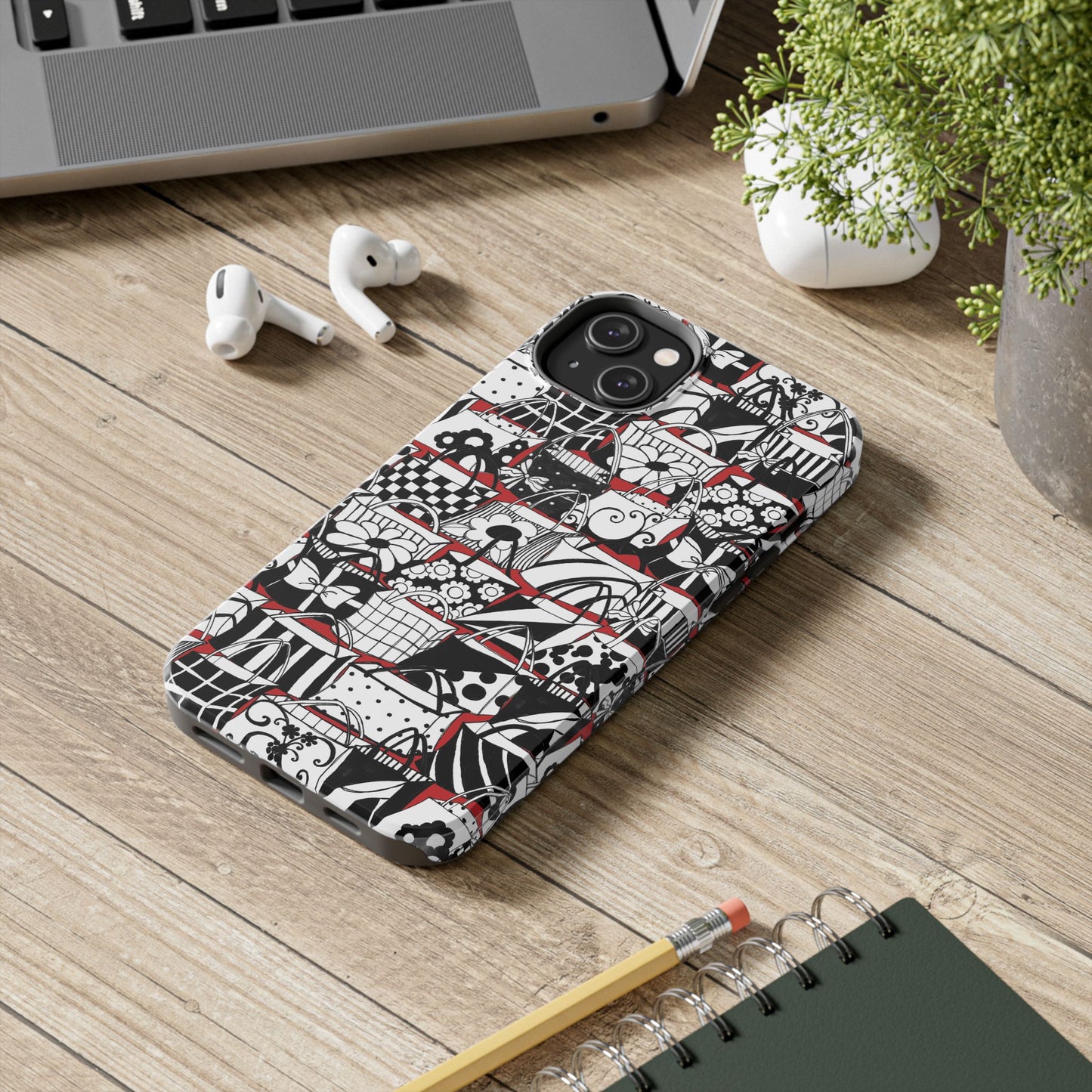 Totally Black, White & Red Phone Case