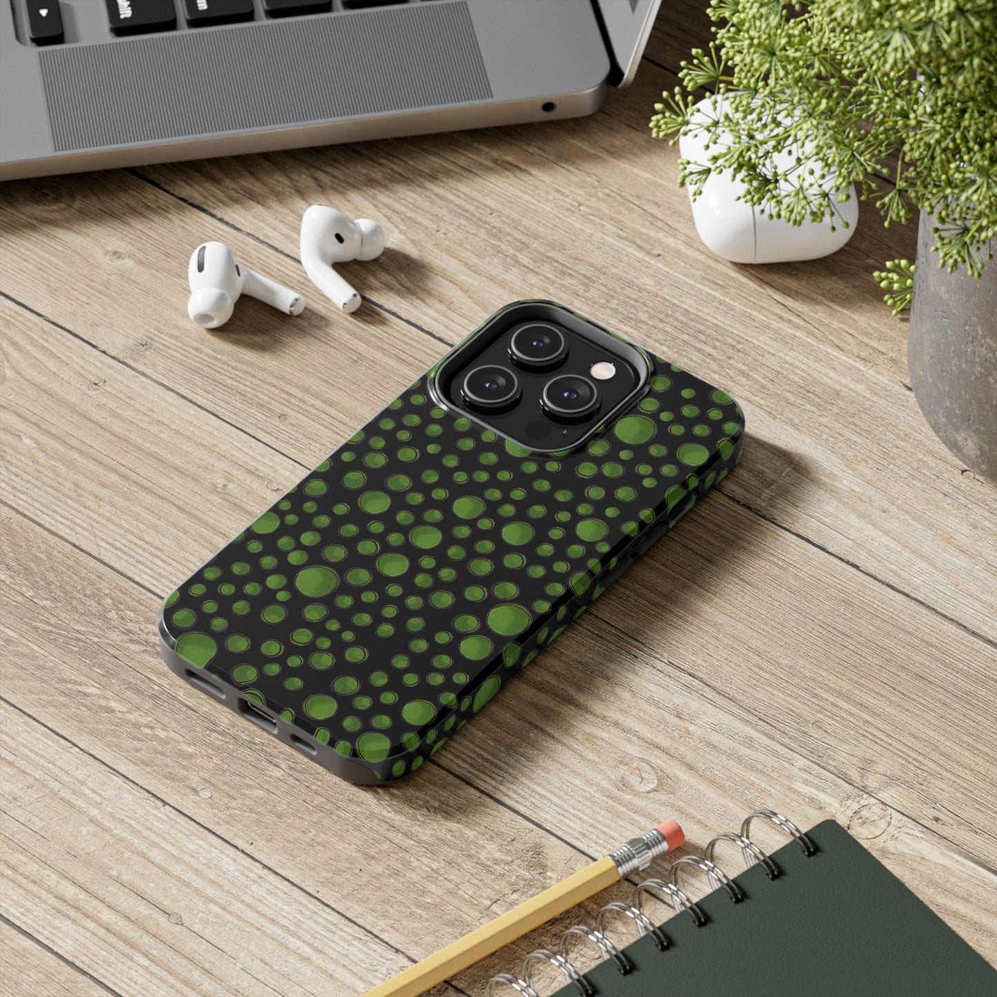 Dot Assortment Black / Green Phone Case