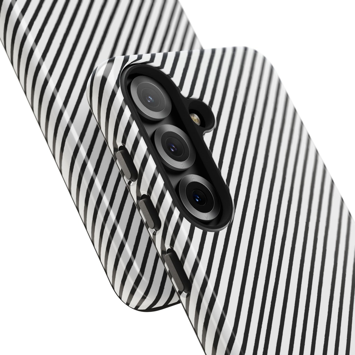 Diagonal Stripe White / Black Phone Case