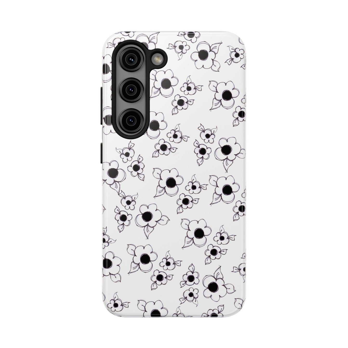 Daisy Cluster White / Black Phone Case