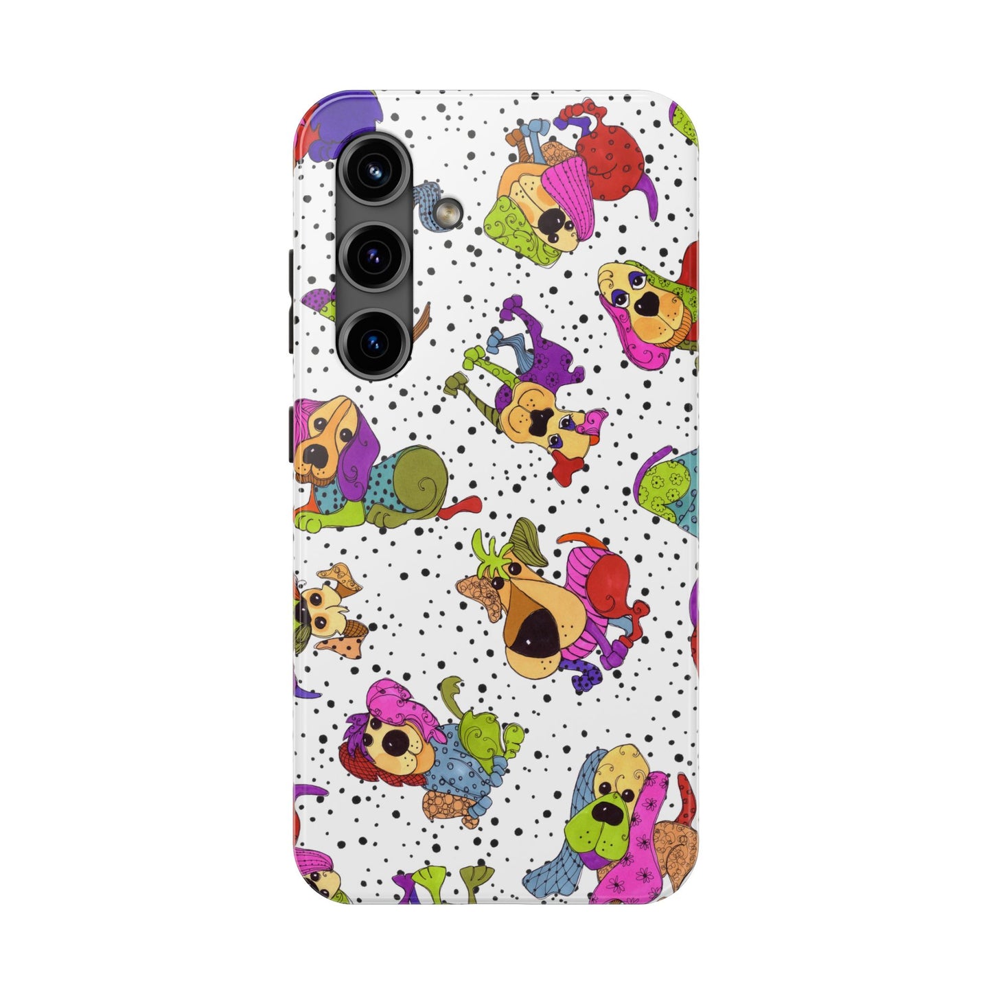 Tossed Happy Dogs White Phone Case