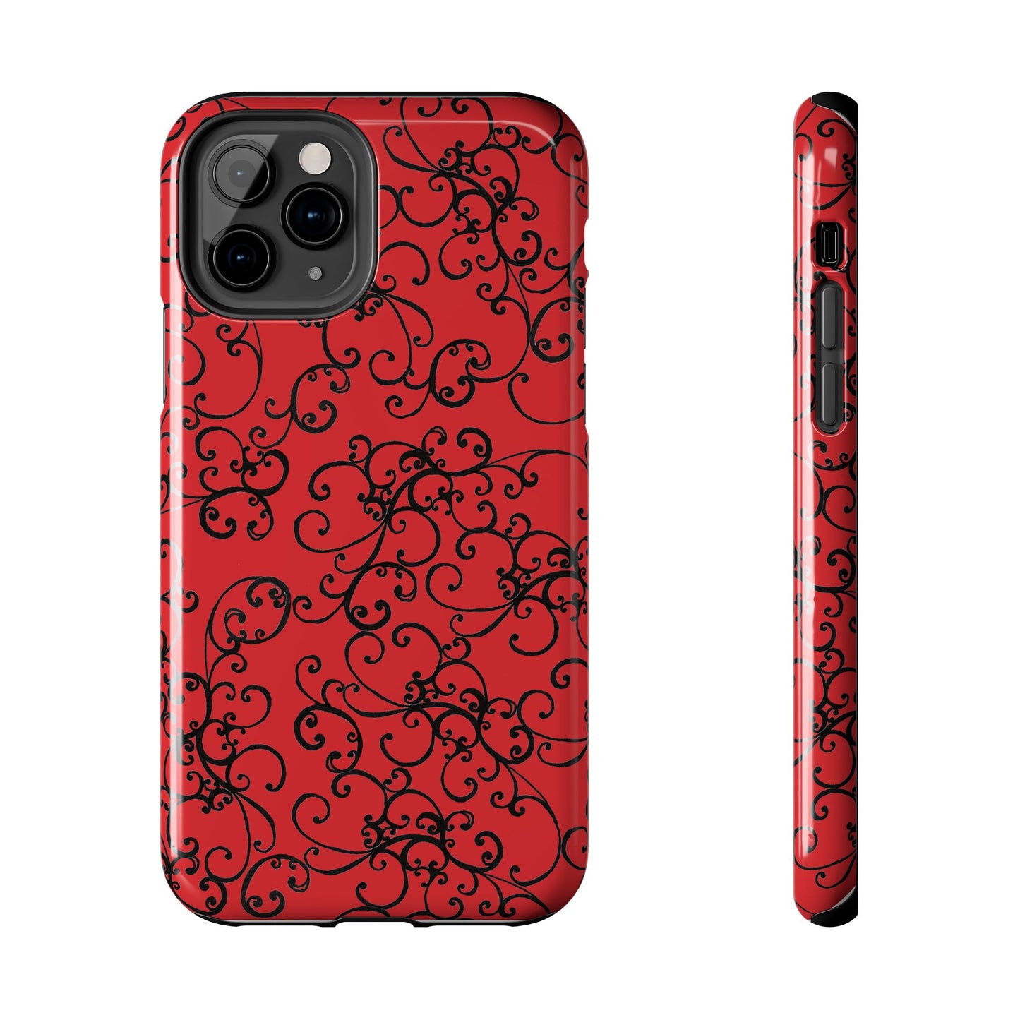 Elegant Scroll Red / Black Phone Case