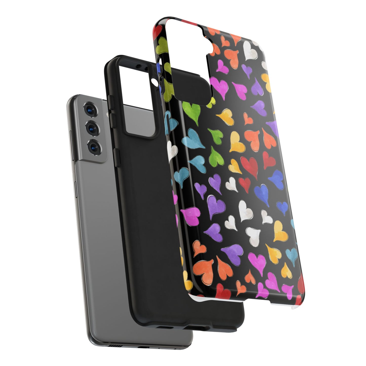 Happy Hearts Black Phone Case
