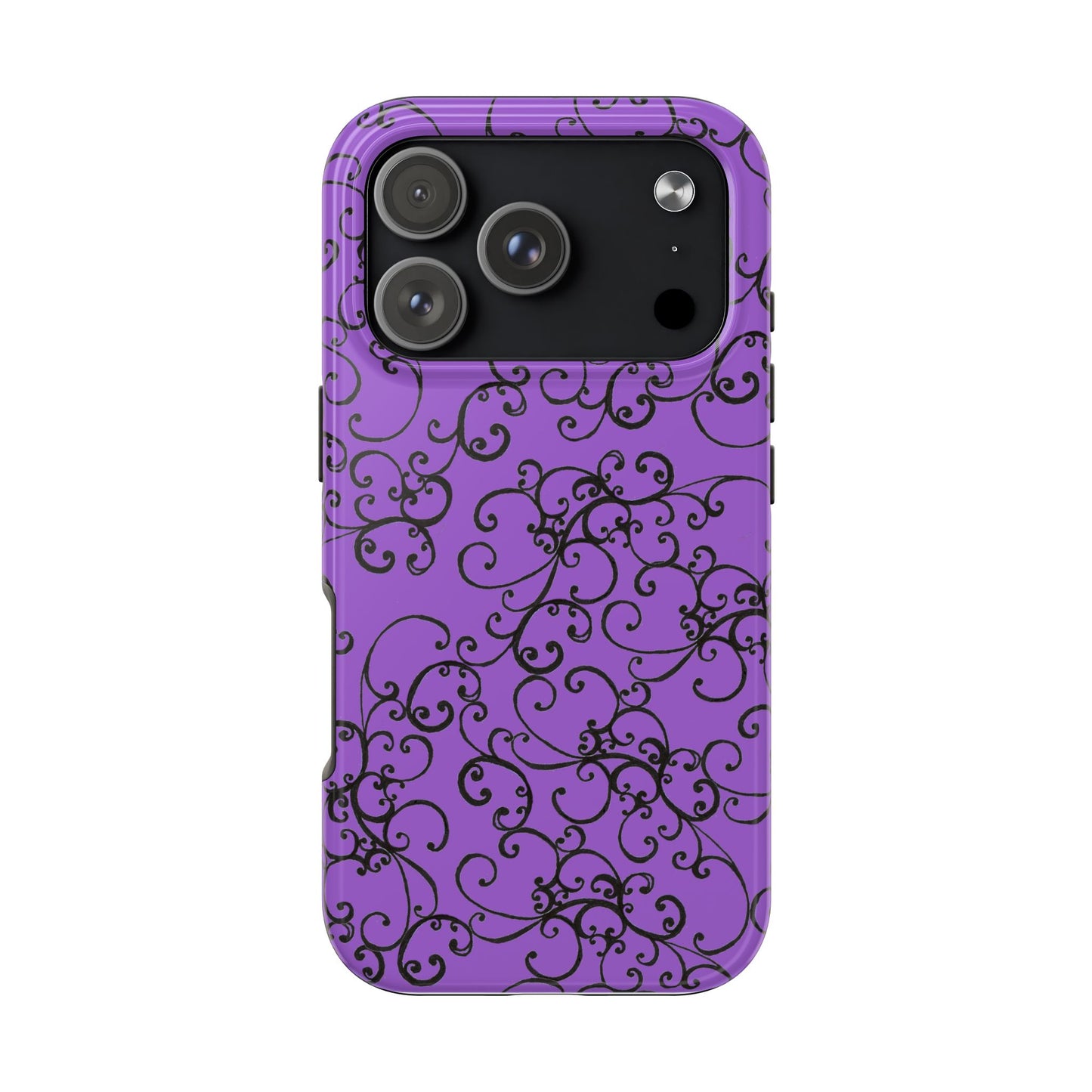 Elegant Scroll Purple / Black Phone Case