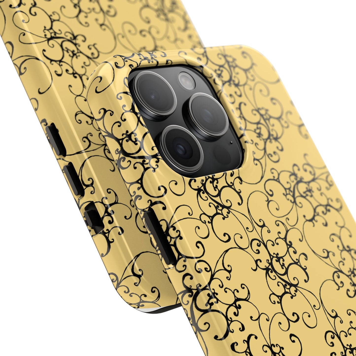 Elegant Scroll Yellow / Black Phone Case