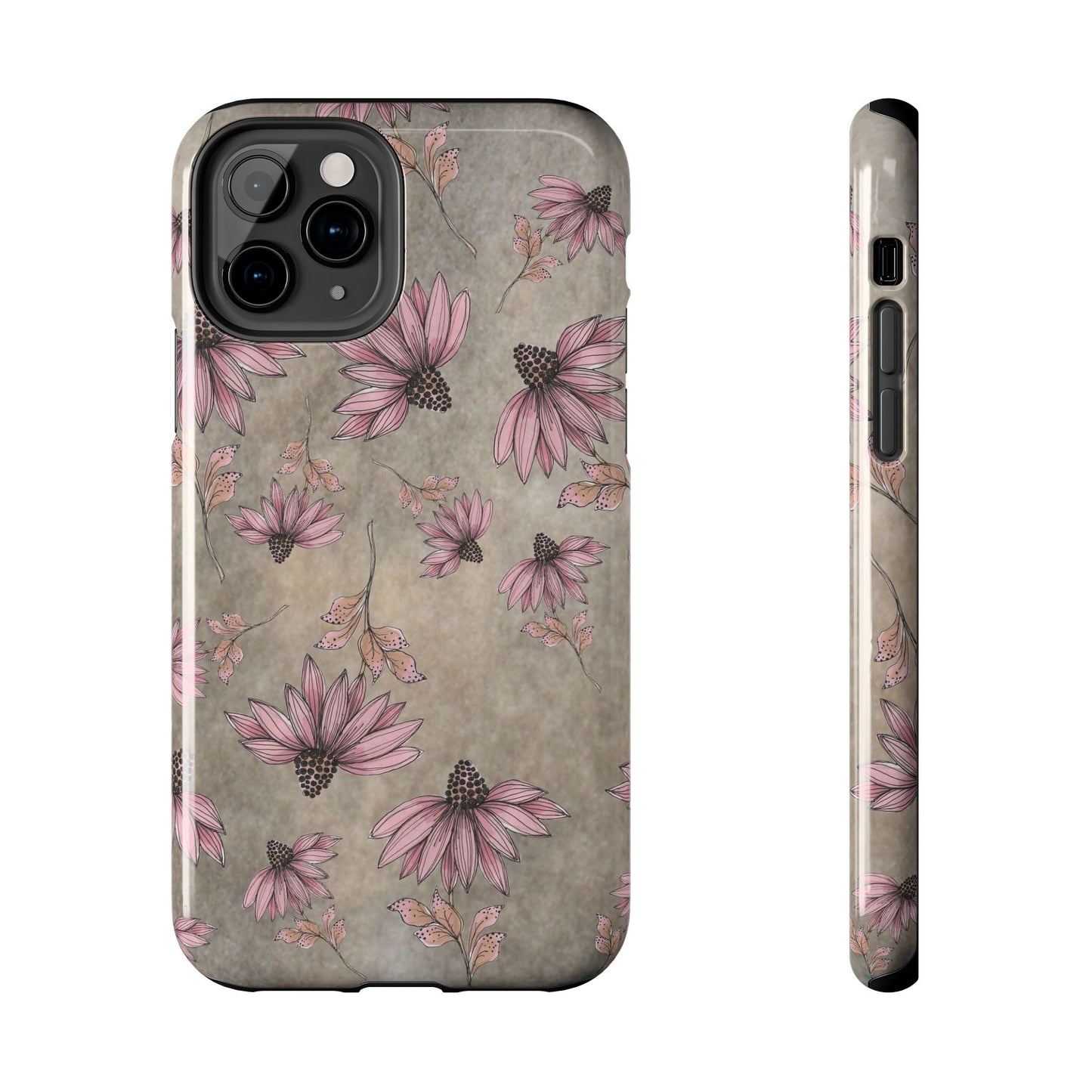 Wild Cone Flowers Taupe Marble Phone Case