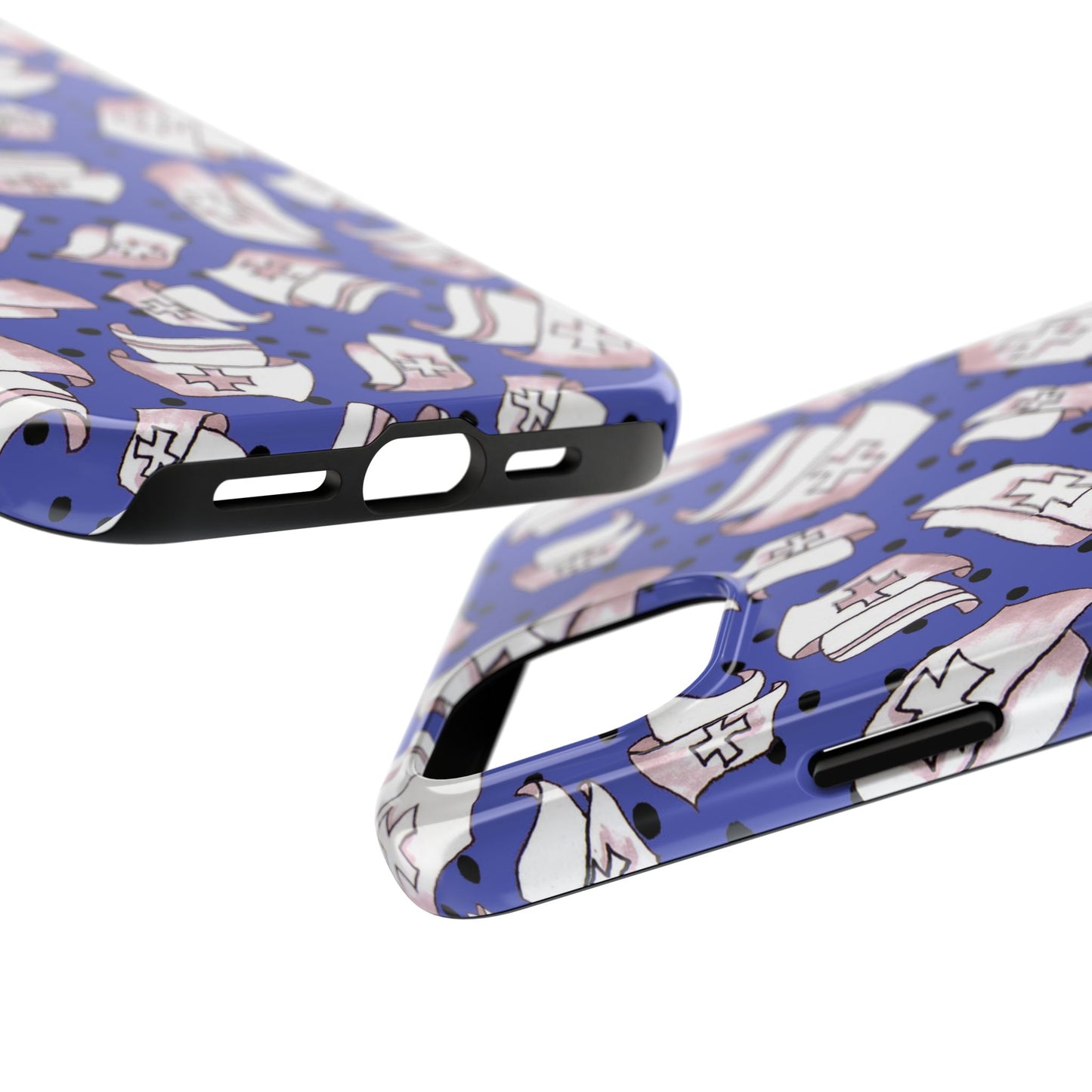 Med Hats Blue / Black Phone Case
